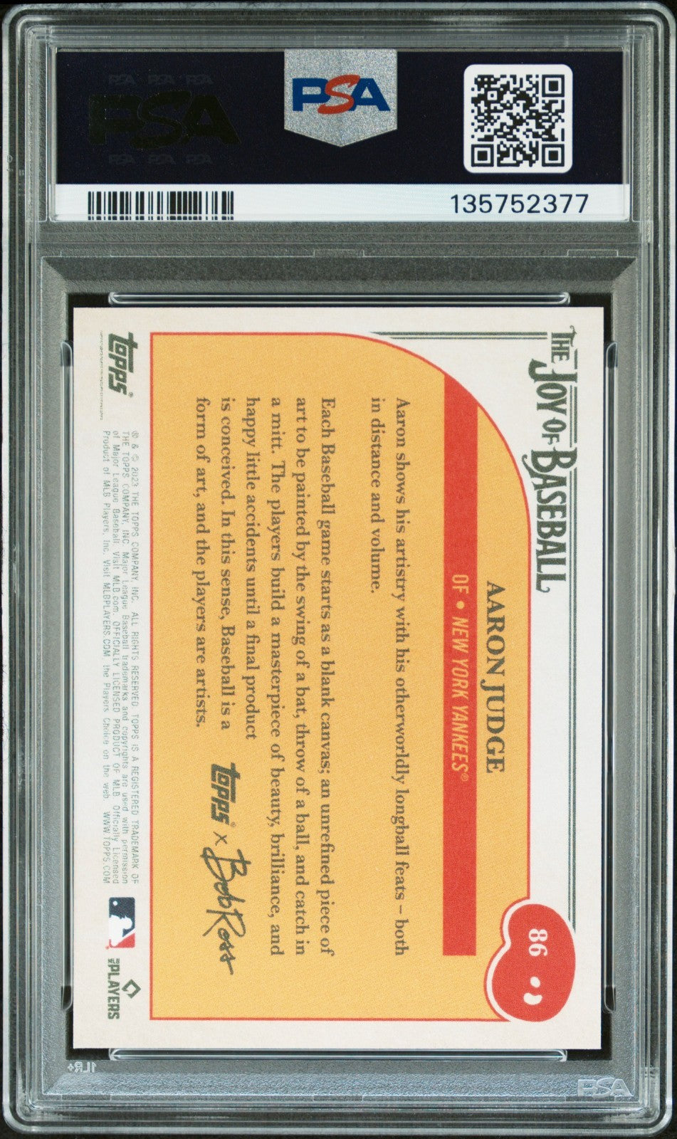 2023 Topps X Bob Ross The Joy of Baseball - Aaron Judge #86 PSA 10