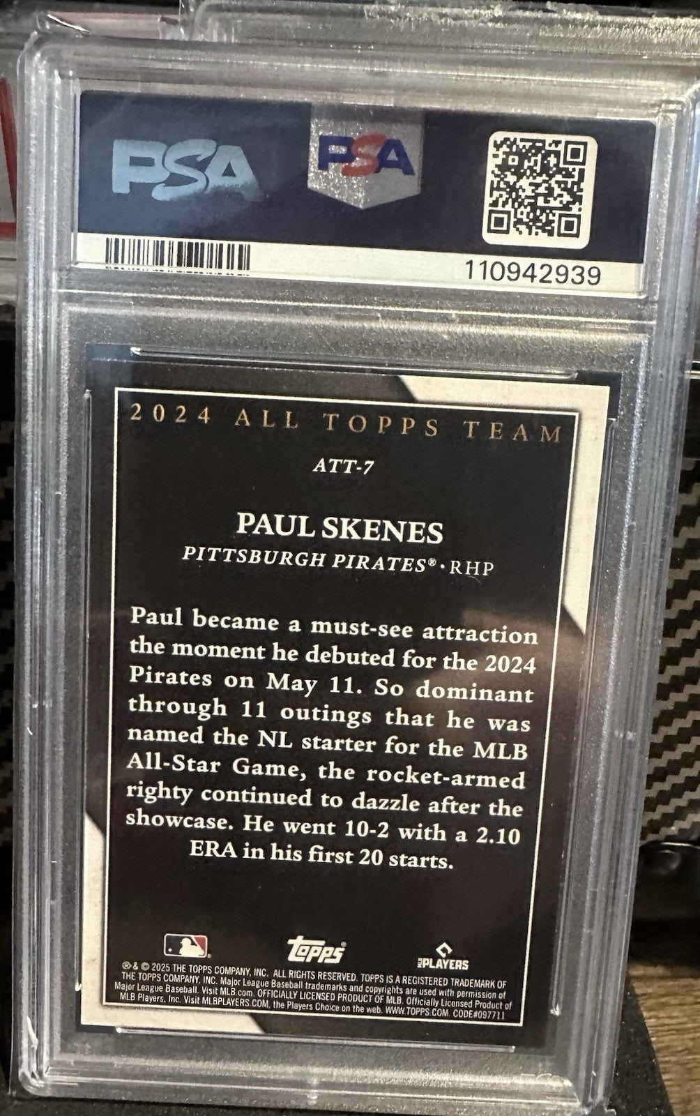 2025 Topps Series 1 - 2024 All-Topps Team Paul Skenes #ATT-7 PSA 10 POP 11