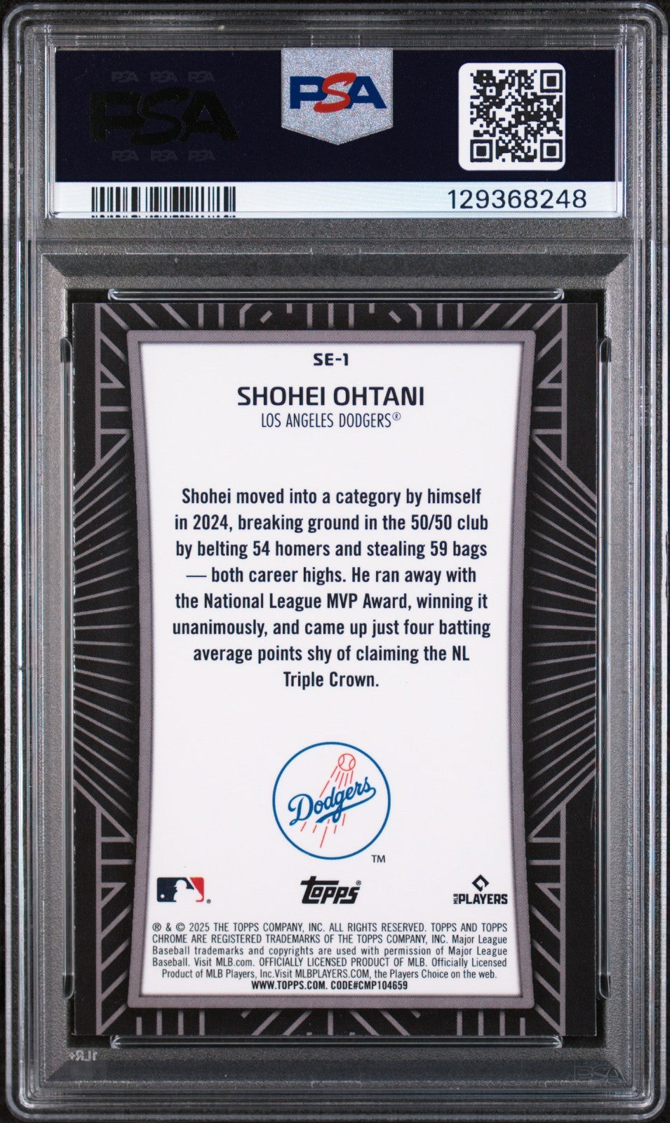 2025 Topps Chrome Shohei Ohtani Shadow Etch #SE1 PSA 10 GEM MT