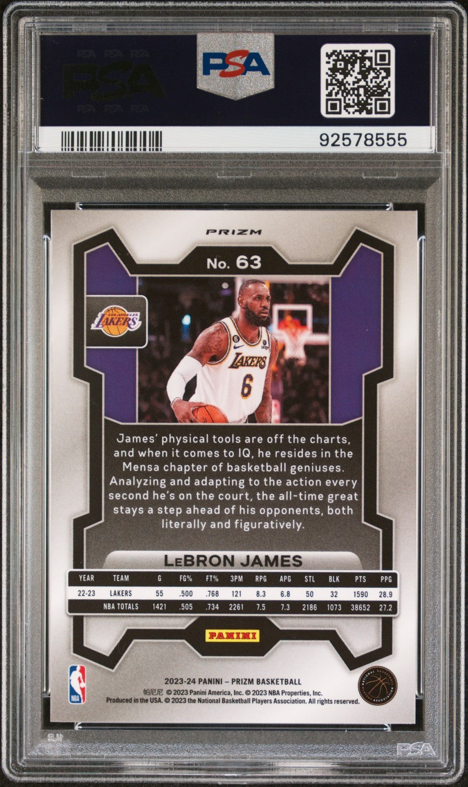 2023-24 Panini Prizm - LeBron James #63 Pink Ice Prizm PSA 10