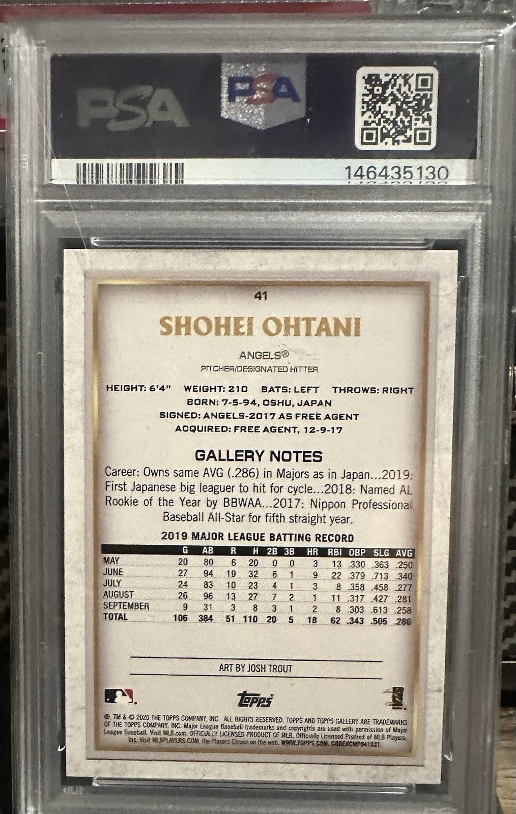 2020 Topps Gallery - Shohei Ohtani #41 Rainbow Foil PSA 10 LOW POP!