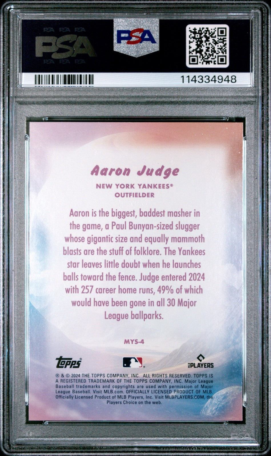 2024 Topps Update Series - Mystical Aaron Judge #MYS-4 PSA 10 LOW POP!