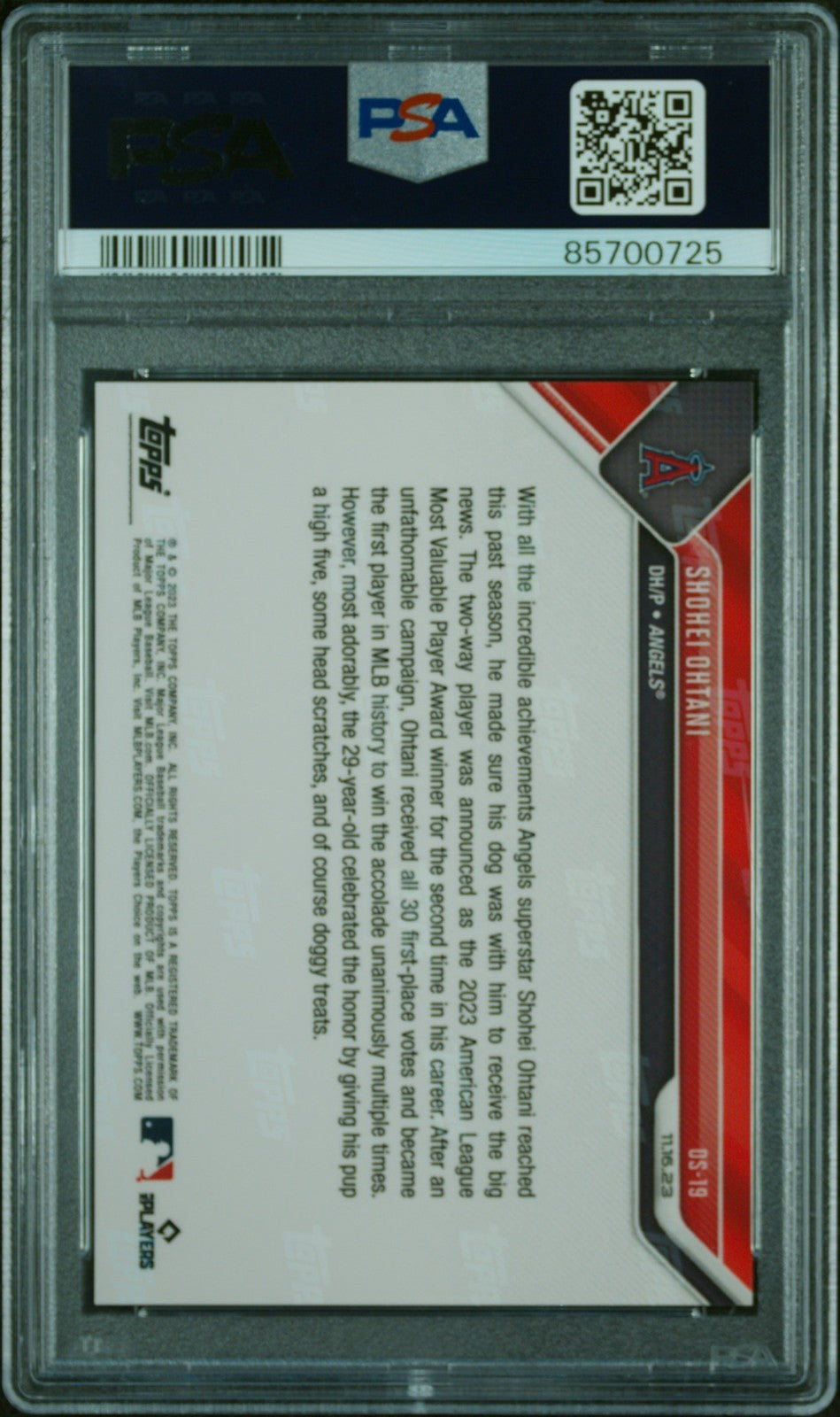 2023 Topps Now - Off-Season Shohei Ohtani #OS-19 PSA 10