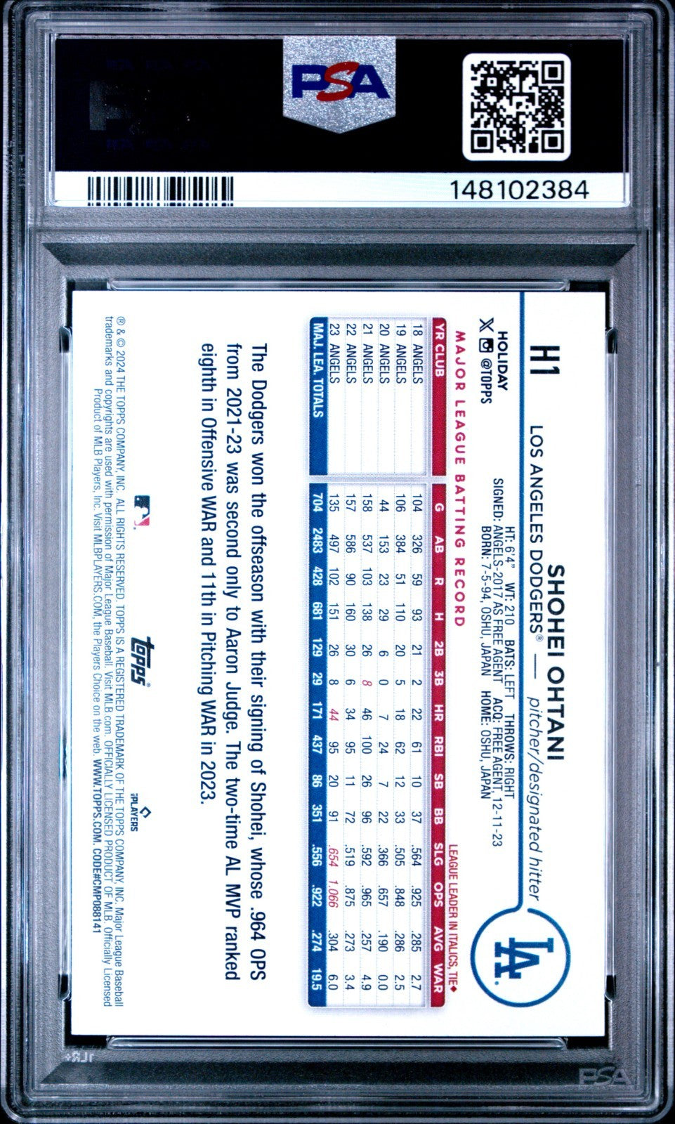 2024 Topps Holiday - Shohei Ohtani #H1 Holiday Tree PSA 9
