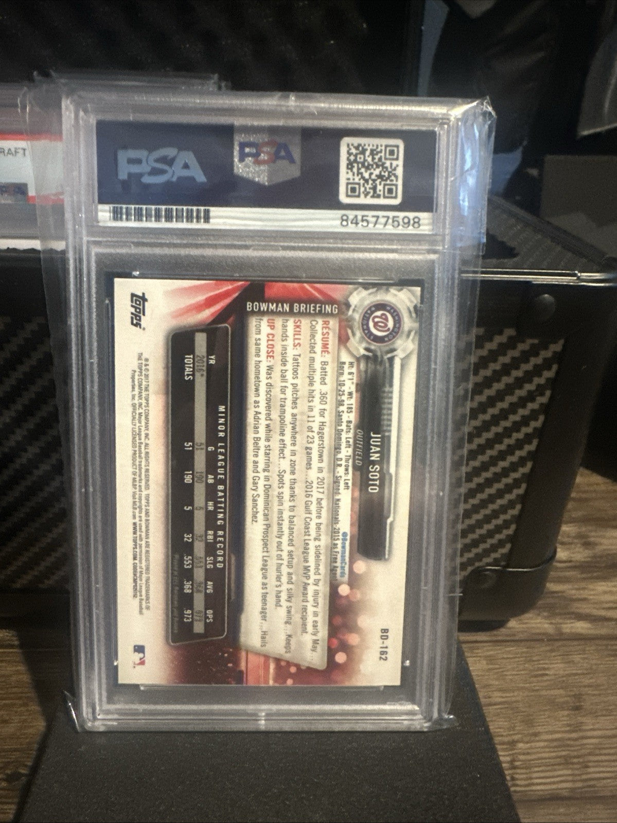 2017 Bowman Draft - Juan Soto Auto #BD-162 (RC) PSA/DNA 10
