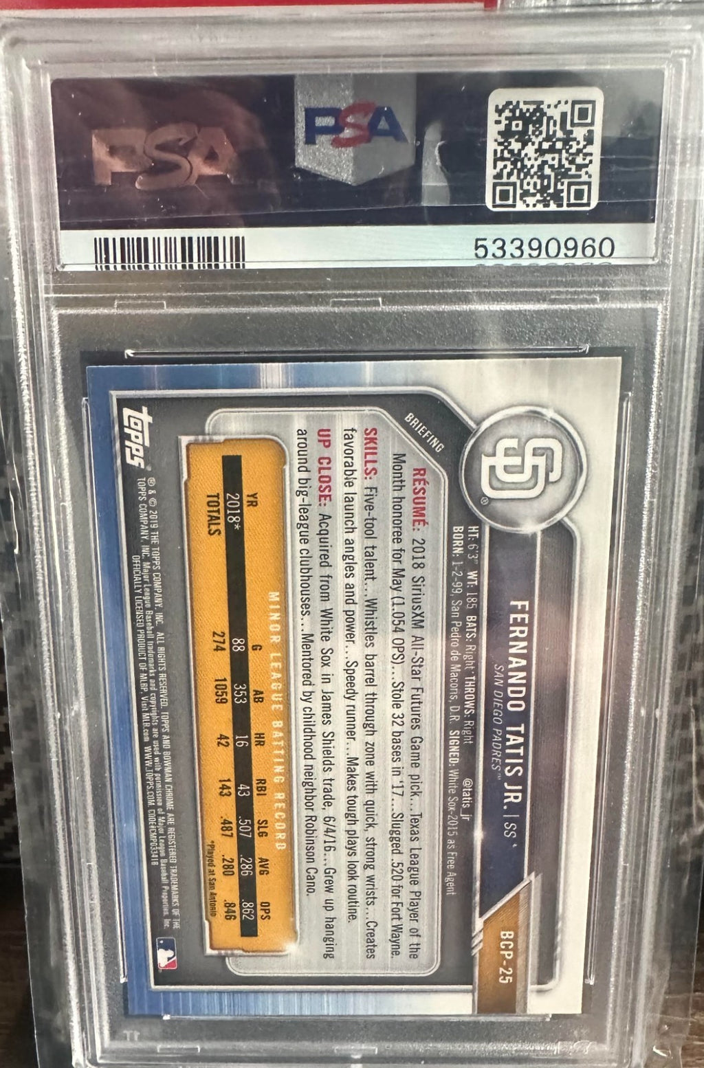 2019 Bowman Mega Box Chrome - Looking Up Fernando Tatis Jr. #25 PSA 10