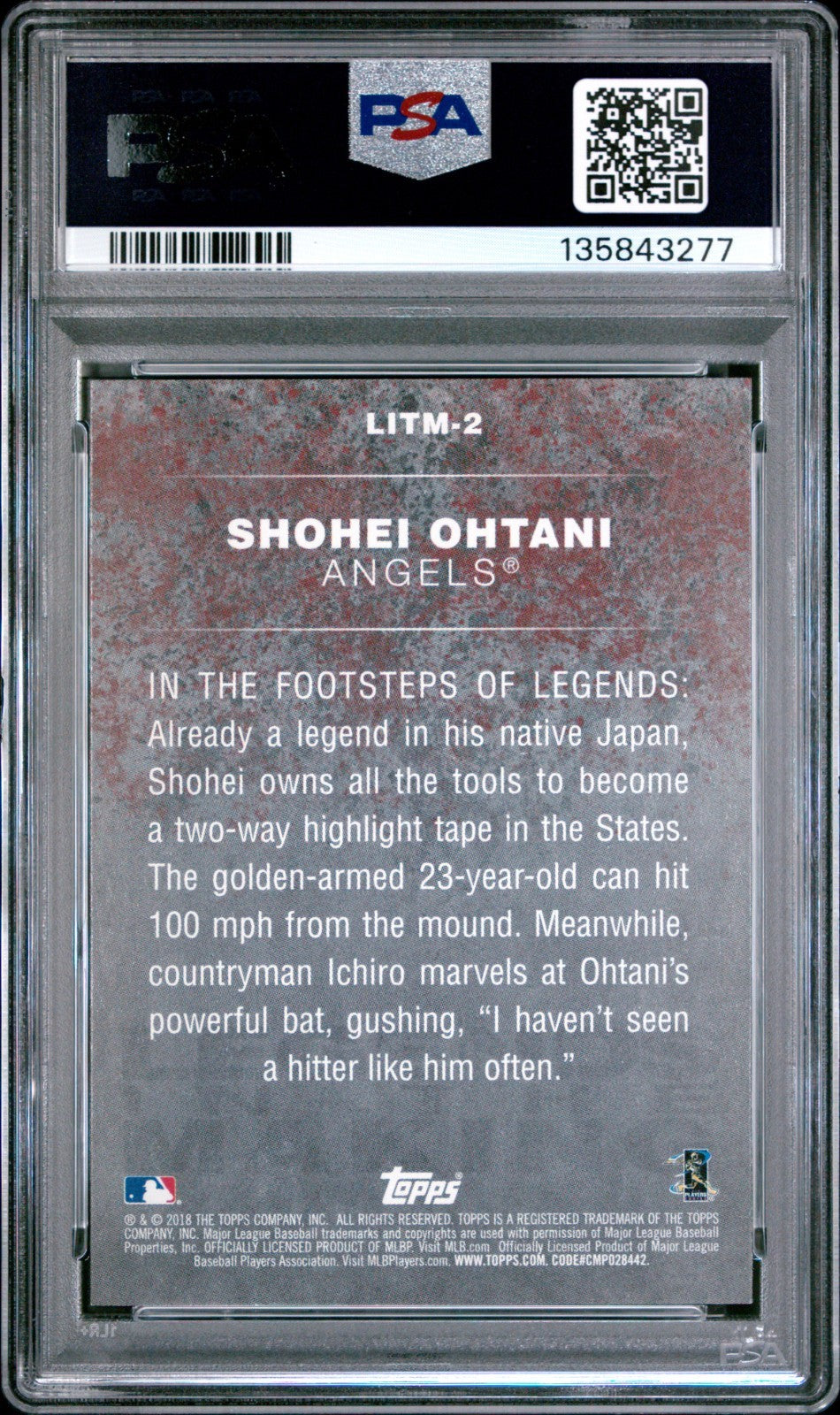 2018 Topps Shohei Ohtani Legends In The Making Rookie Card PSA 10 #2