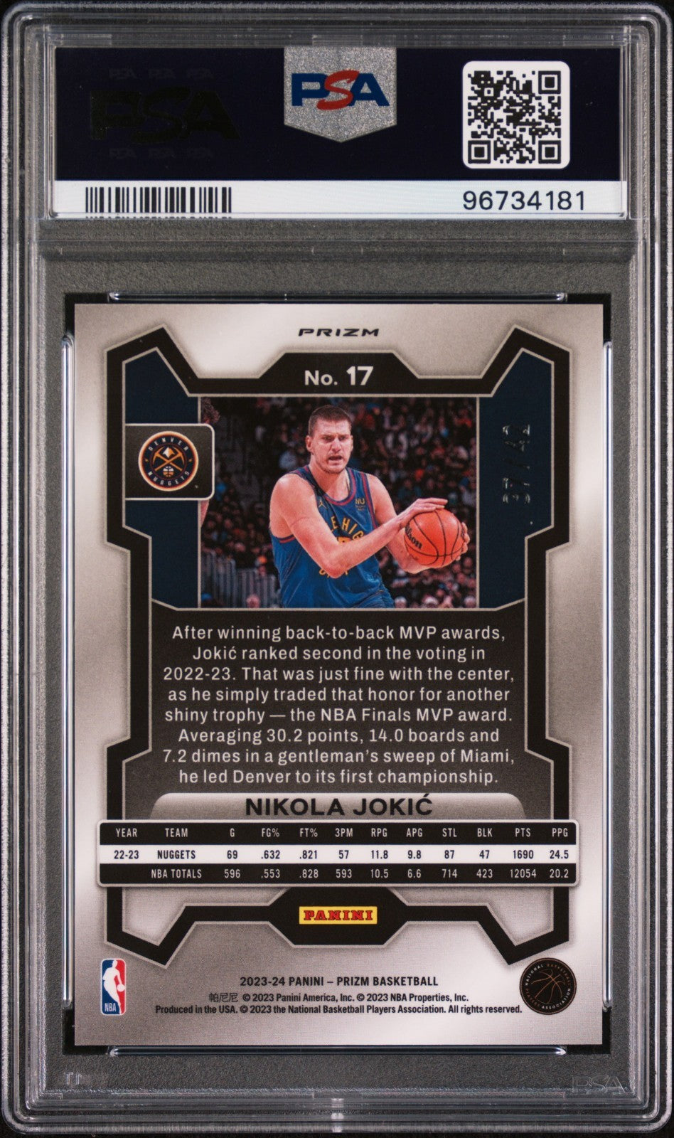 2023-24 Panini Prizm - Nikola Jokić #17 Pink Pulsar Prizm /42 PSA 10 POP 2!