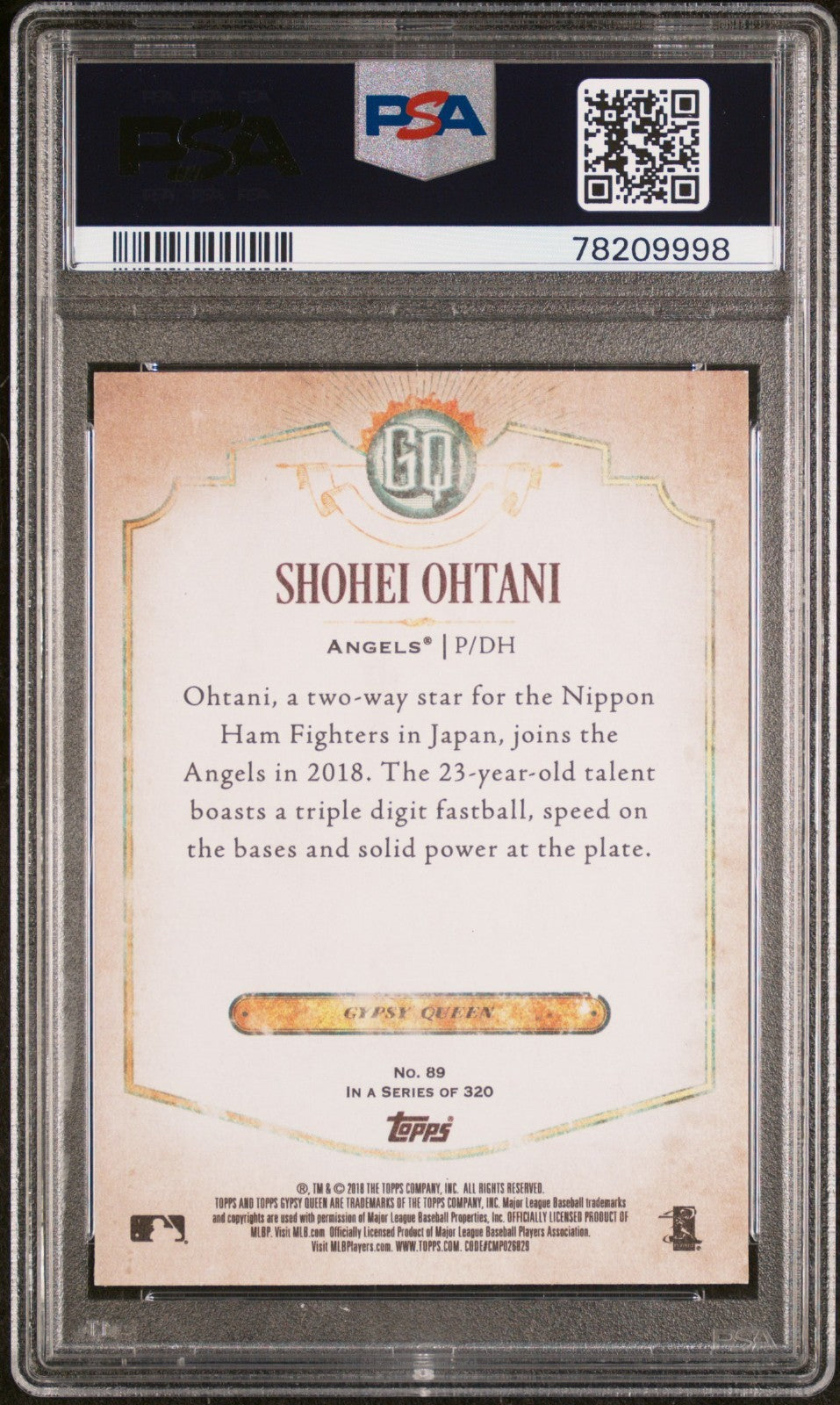 2018 Topps Gypsy Queen - Shohei Ohtani #89 (RC) PSA 10