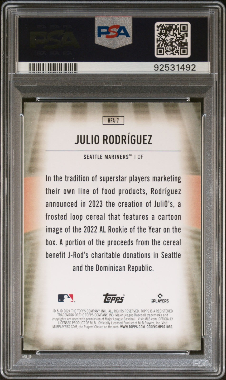 2024 Topps - Home Field Advantage Julio Rodriguez #HFA-7 PSA 10