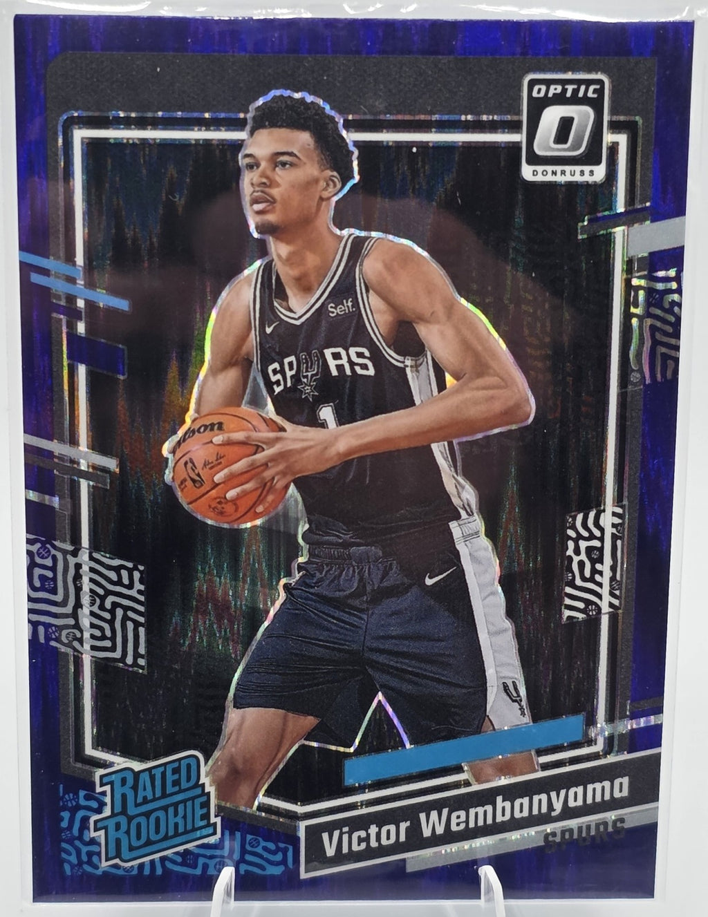 2023 Panini Optic Victor Wembanyama #225 Purple Shock Prizm RC Rated Rookie