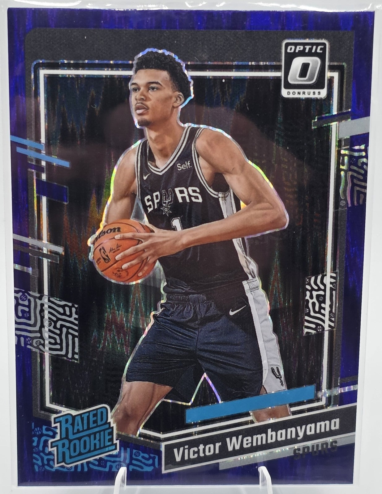 2023 Panini Optic Victor Wembanyama #225 Purple Shock Prizm RC Rated Rookie