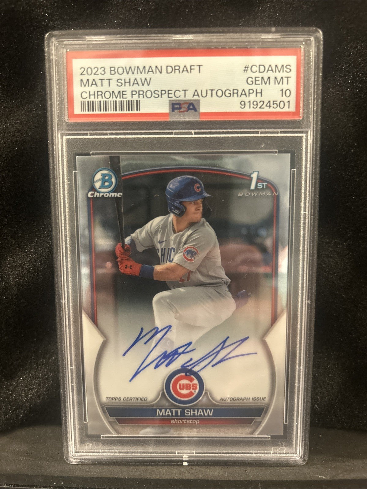 2023 BOWMAN DRAFT CHROME PRSPCT AUTO #CDAMS MATT SHAW PSA 10