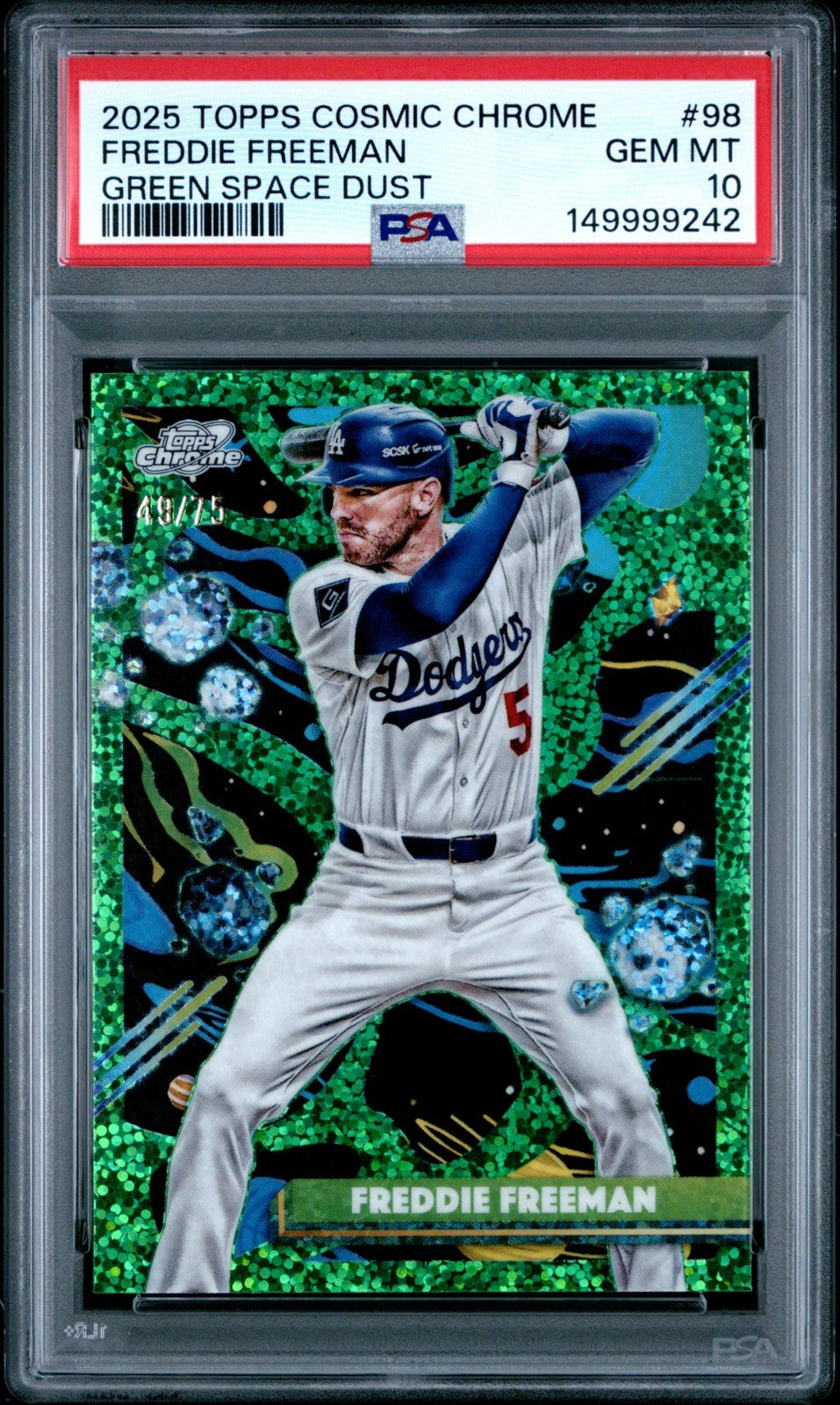 2025 Topps Cosmic Chrome - Freddie Freeman #98 Green Space Dust /75 POP 2!