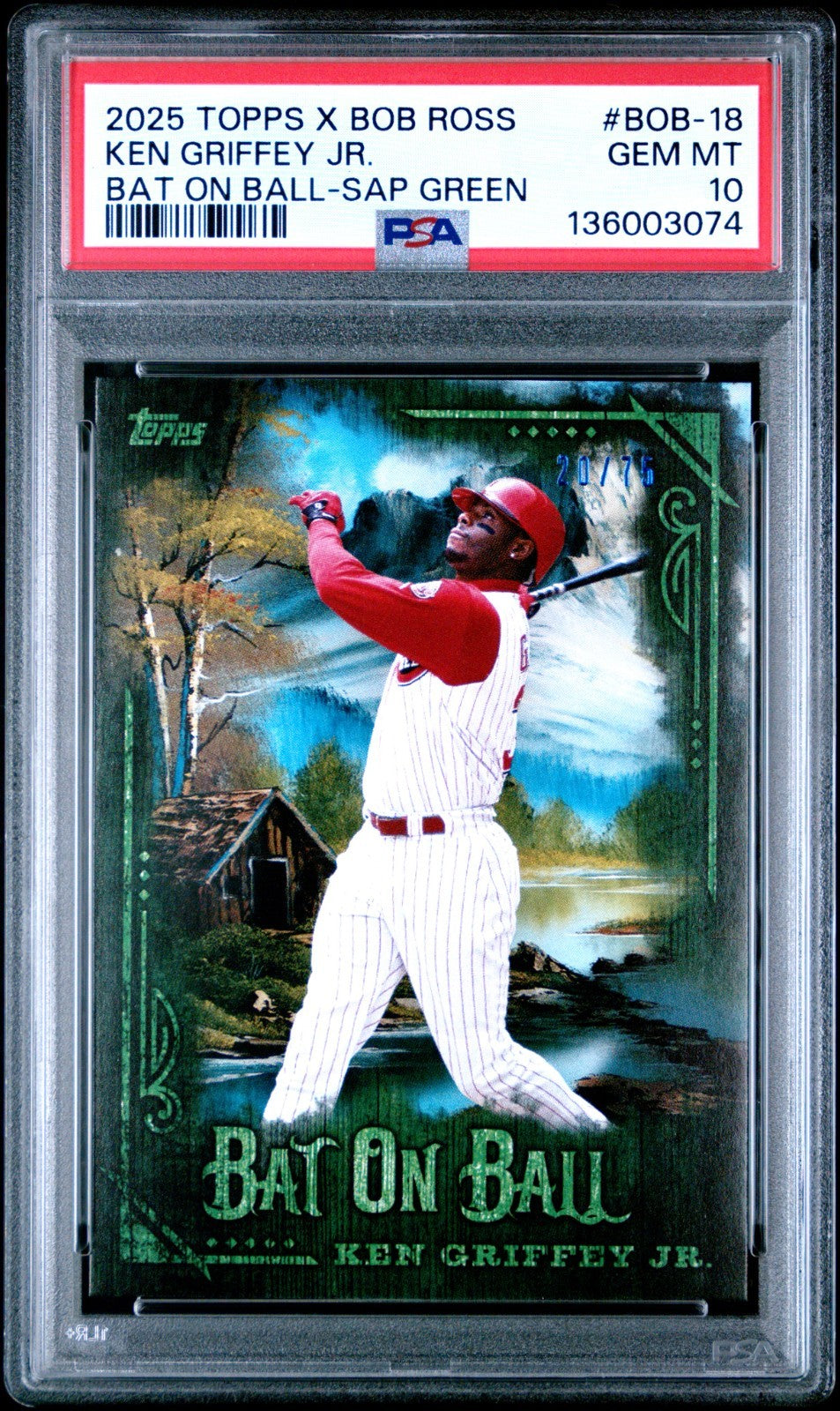 2025 Topps X Bob Ross Bat on Ball Green Ken Griffey Jr. PSA 10 #BOB-18 POP 1!