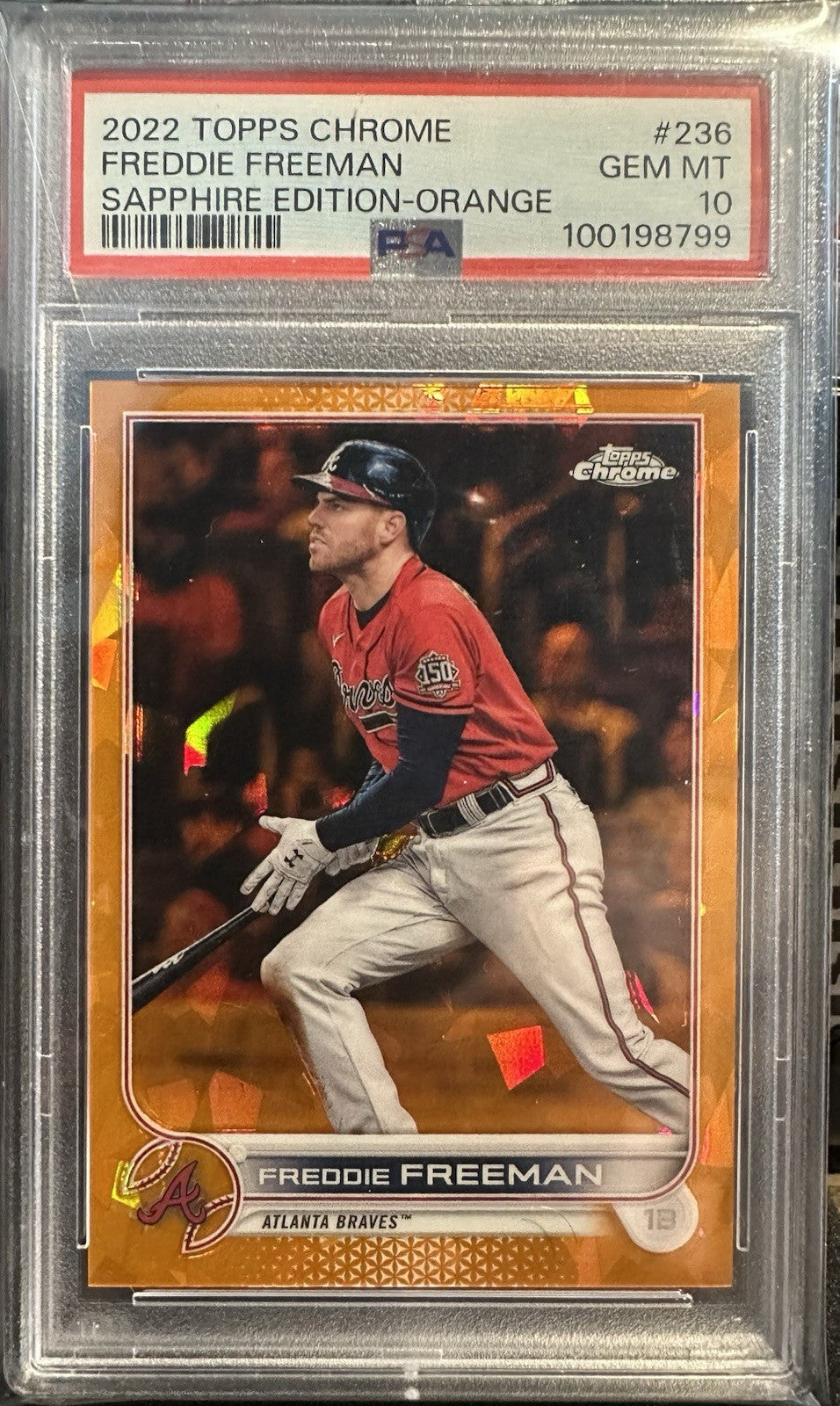 2022 Topps Chrome Sapphire Edition Orange - Freddie Freeman #236 PSA 10 POP 2