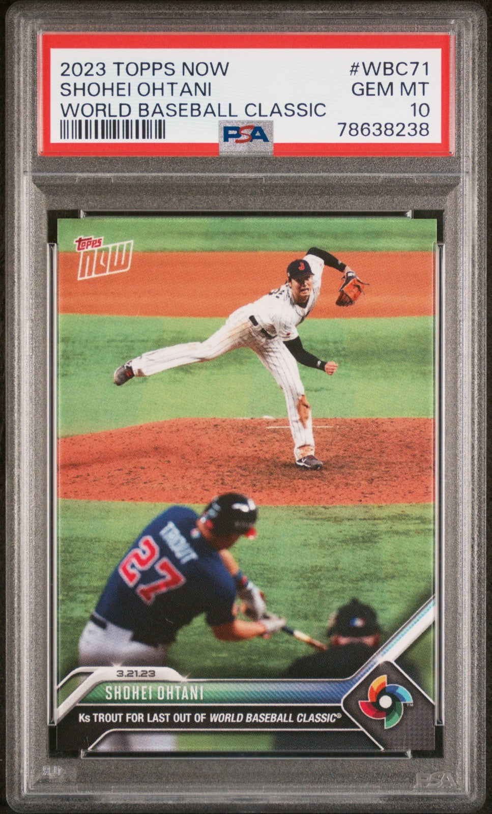 2023 Topps Now World Baseball Classic #WBC71 Shohei Ohtani Trout PSA 10