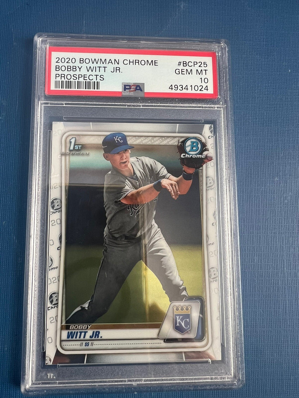 2020 BOWMAN CHROME PROSPECTS #BCP25 BOBBY WITT JR. RC ROYALS PSA 10