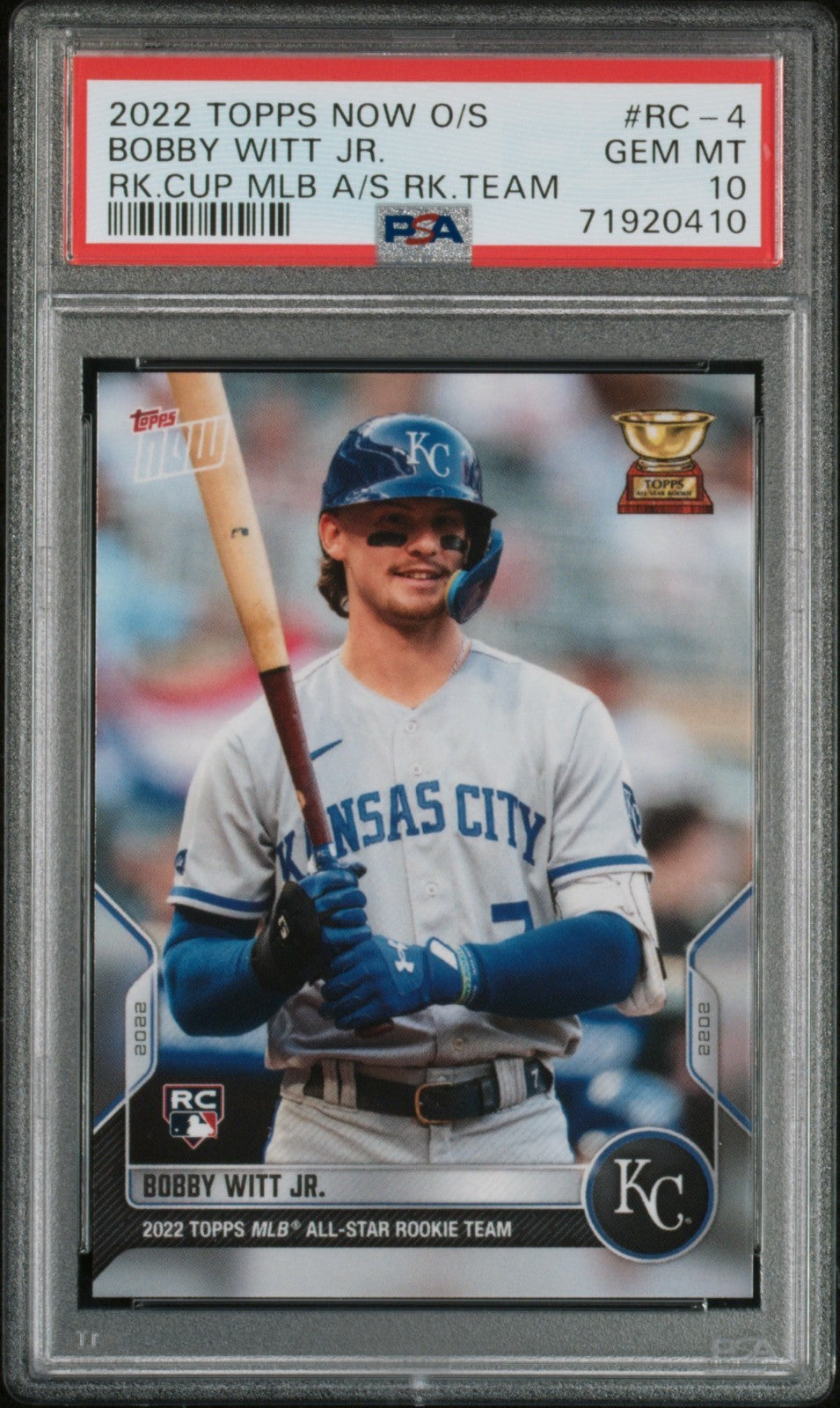 2022 Topps Now Rookie Cup - Bobby Witt Jr. #RC-4 (RC) PSA 10