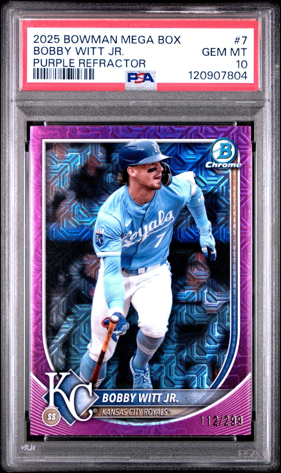 2025 Bowman Mega Box Chrome Bobby Witt Jr. #7 / 299 PSA 10
