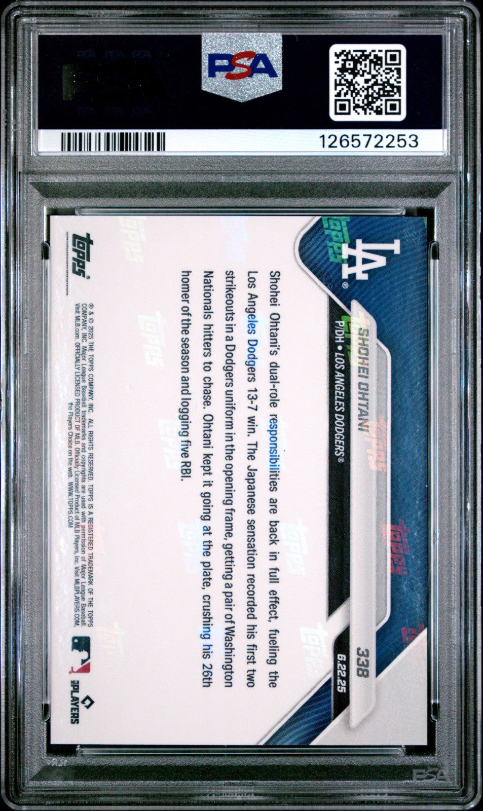 2025 Topps Now - Shohei Ohtani, Shohei Ohtani #338 PSA 10