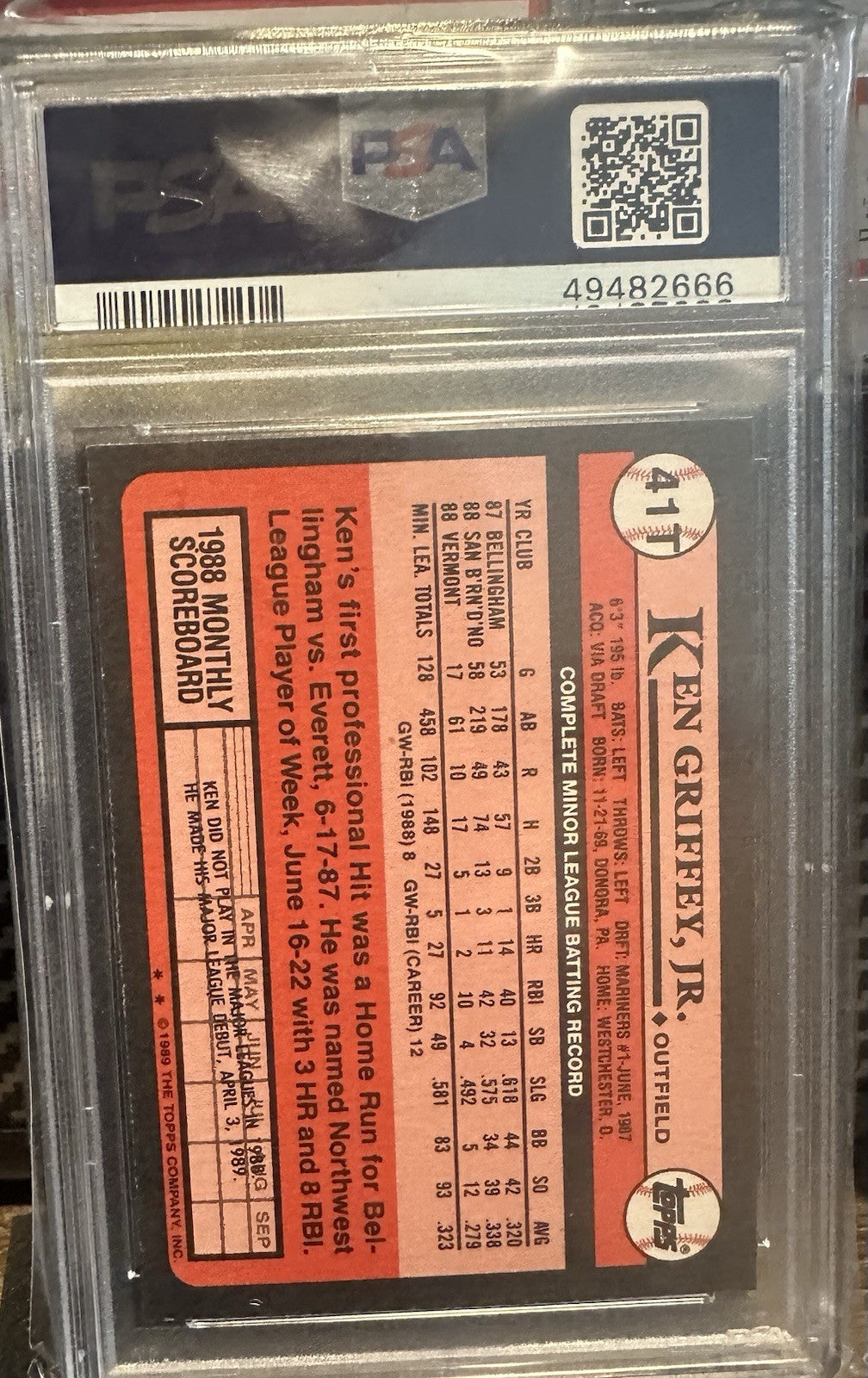1989 Topps Traded Set-Break # 41T Ken Griffey Jr. PSA 10 GEM MINT