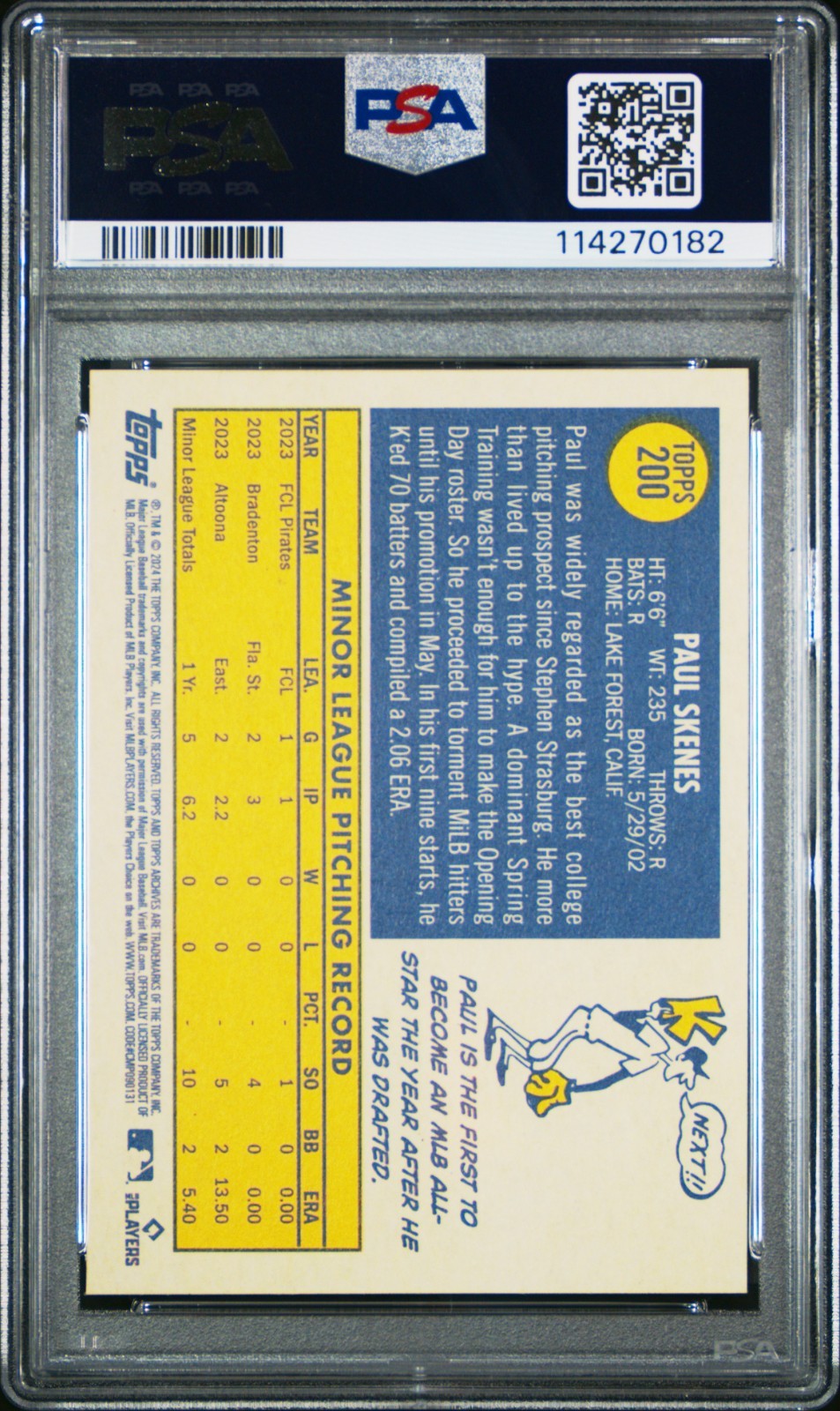2024 Topps Archives - 1970 Topps Paul Skenes #200 (RC) PSA 10 LOW POP!
