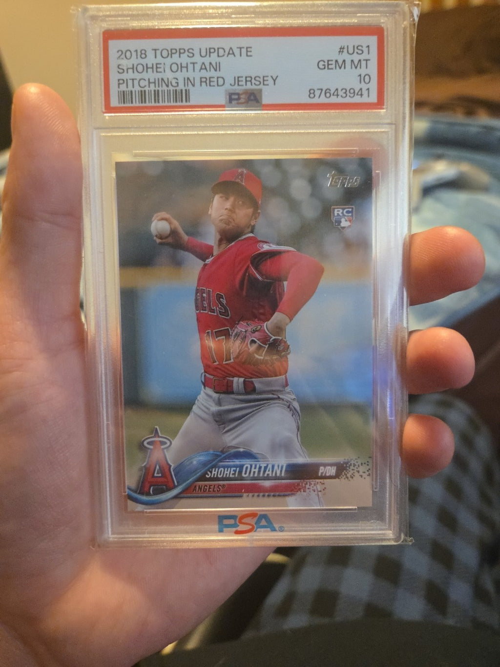 2018 Topps Update Series - Shohei Ohtani #US1 Pitching, Red Jersey (RC) PSA 10