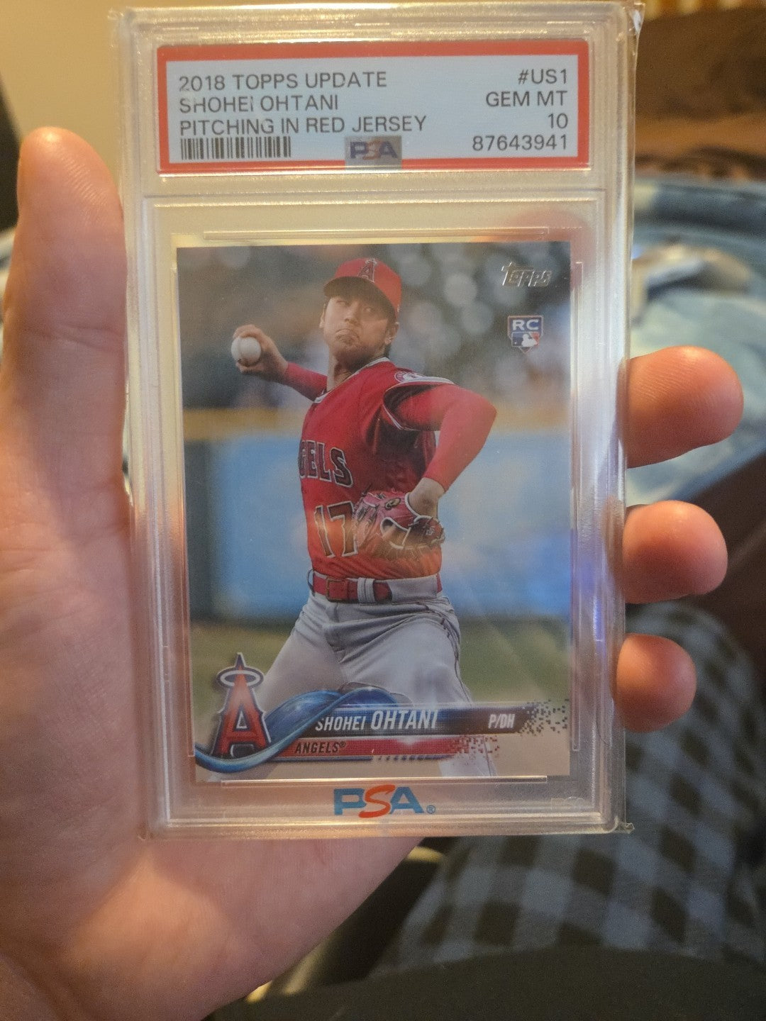 2018 Topps Update Series - Shohei Ohtani #US1 Pitching, Red Jersey (RC) PSA 10