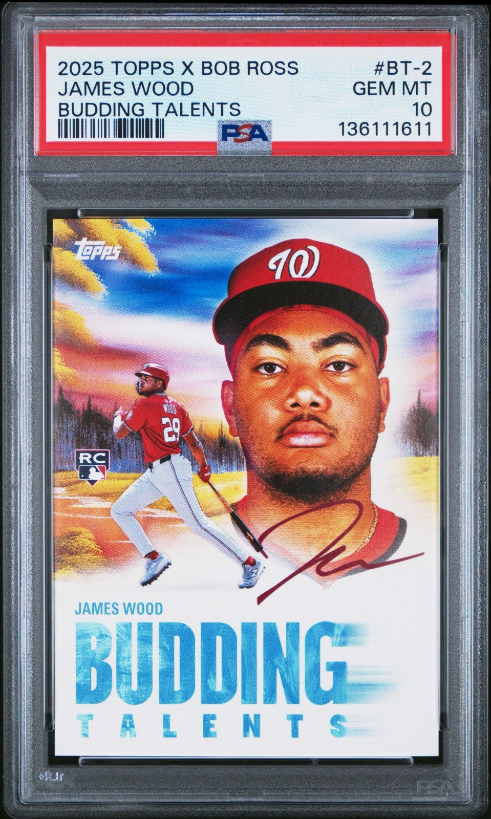 PSA 10 James Wood 2025 Topps X Bob Ross The Joy of Baseball Budding Talents 🔥