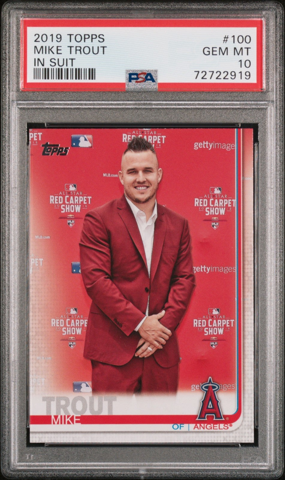 2019 Topps - Image Variation Mike Trout #100 ASG Red Carpet PSA 10