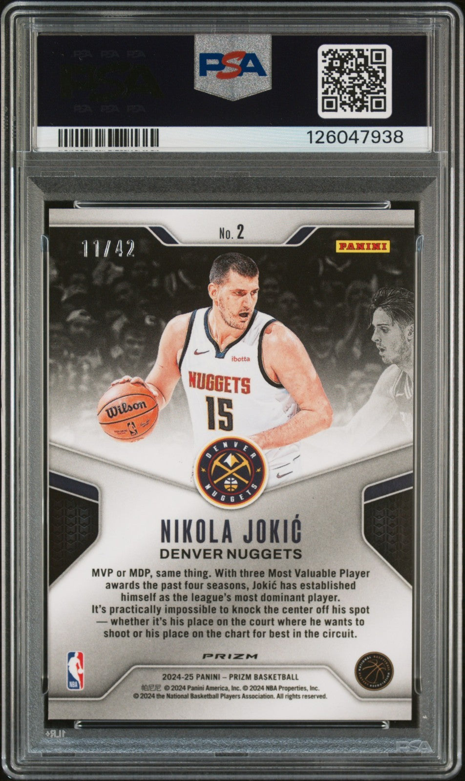 Nikola Jokic 2024-25 Panini Prizm Dominance Pink Pulsar SP #/42 PSA 10 #2 POP 2!
