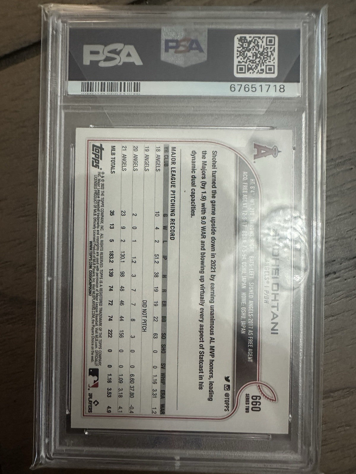 2022 Topps Series 2 - Shohei Ohtani #660 PSA 10