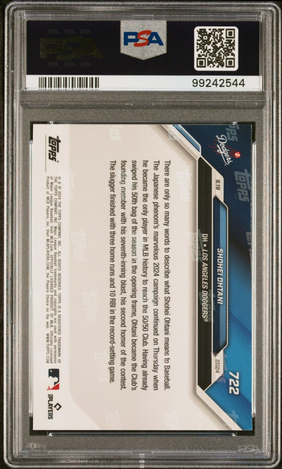 2024 Topps Now - Shohei Ohtani #722 PSA 9