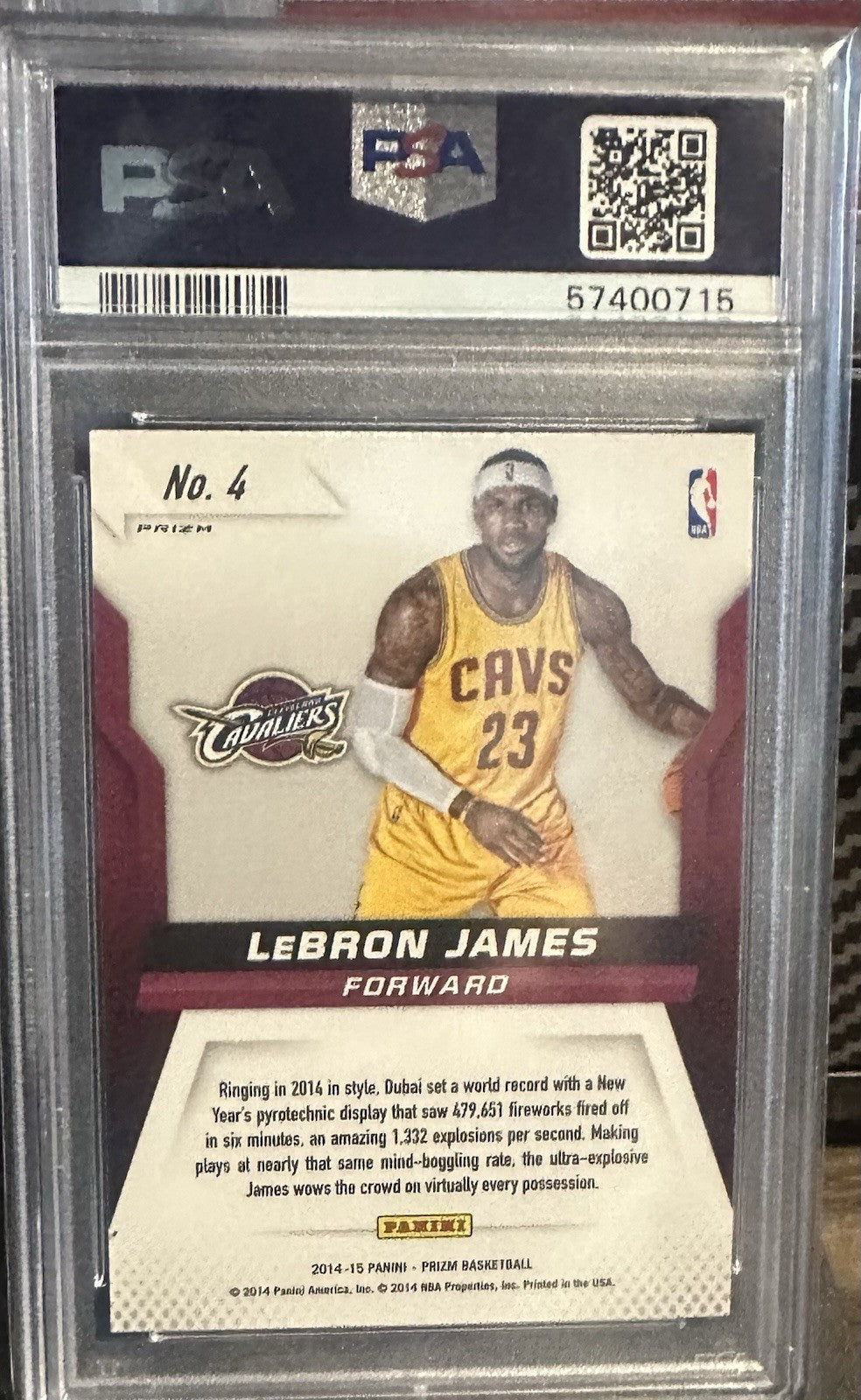 2014-15 Panini Prizm - Fireworks Prizm LeBron James #4 PSA 10