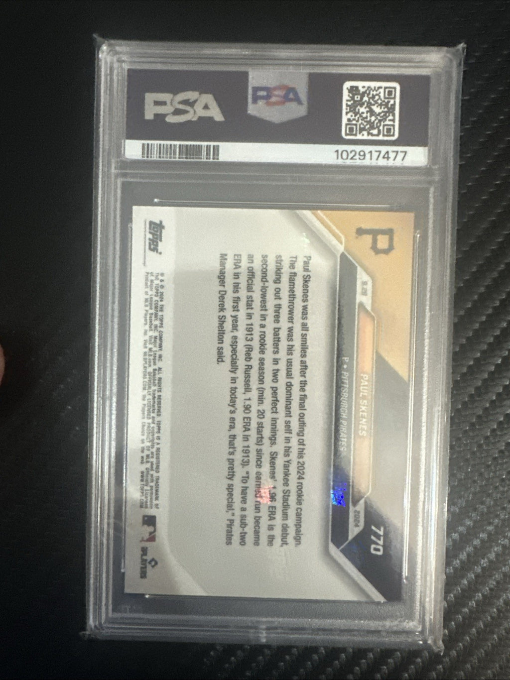 2024 Topps Now - Paul Skenes #770 (RC) PSA 10