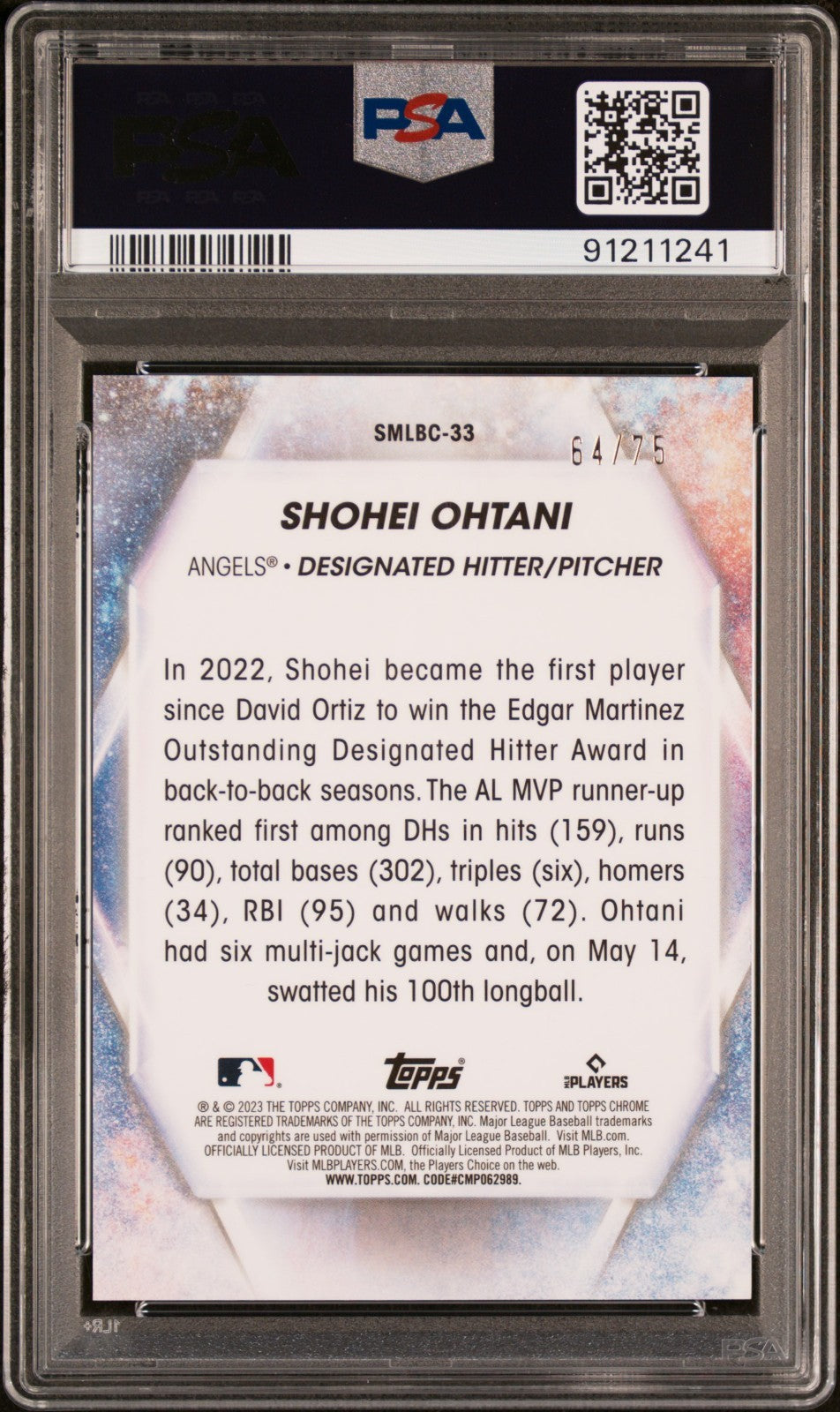 2023 Topps Stars of MLB Chrome  - Red Ref Shohei Ohtani #SMLBC-33 PSA 10 / 75!