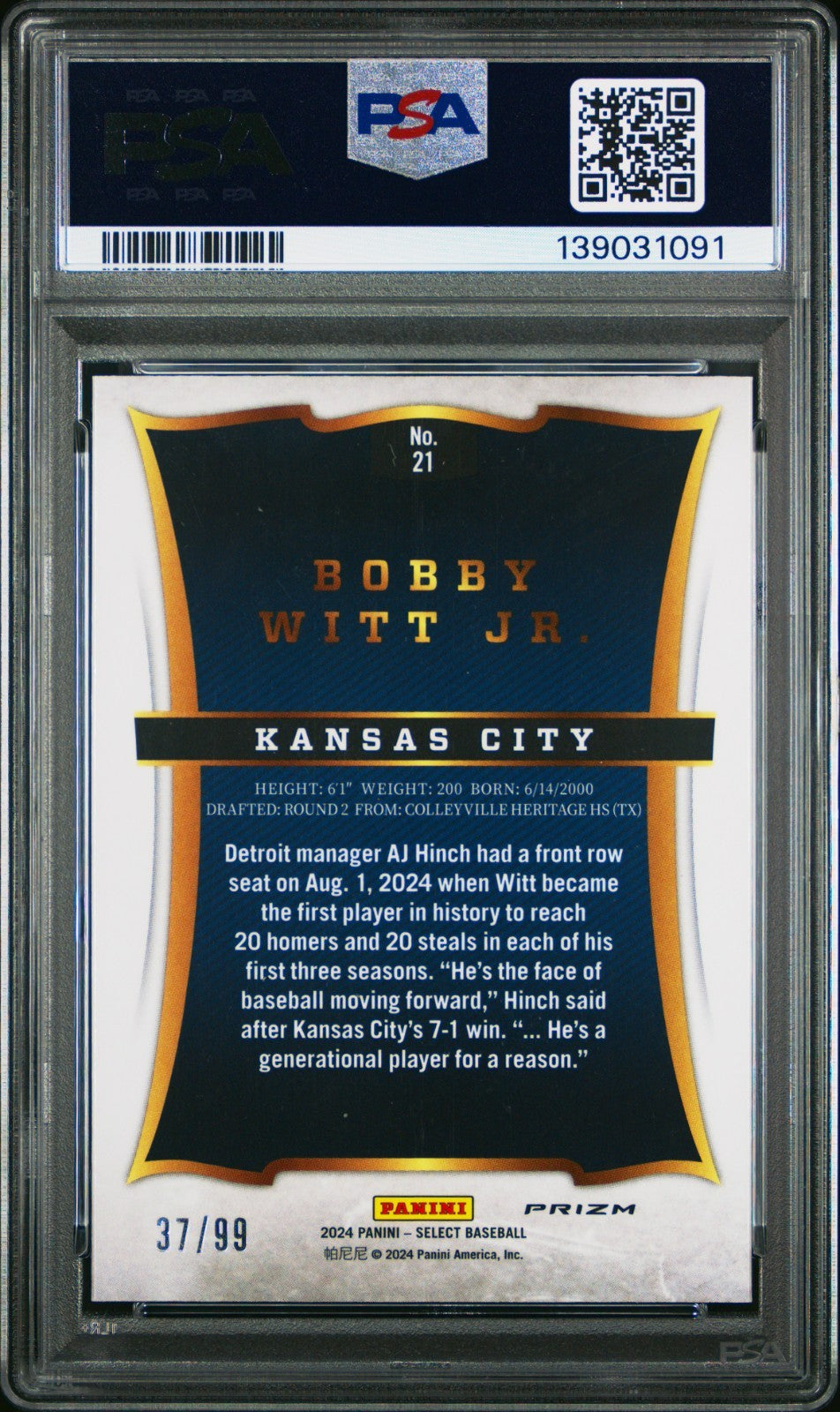 2024 Panini Select Select Throwback Bobby Witt Jr. #21 Red Prizm /99 POP 1!