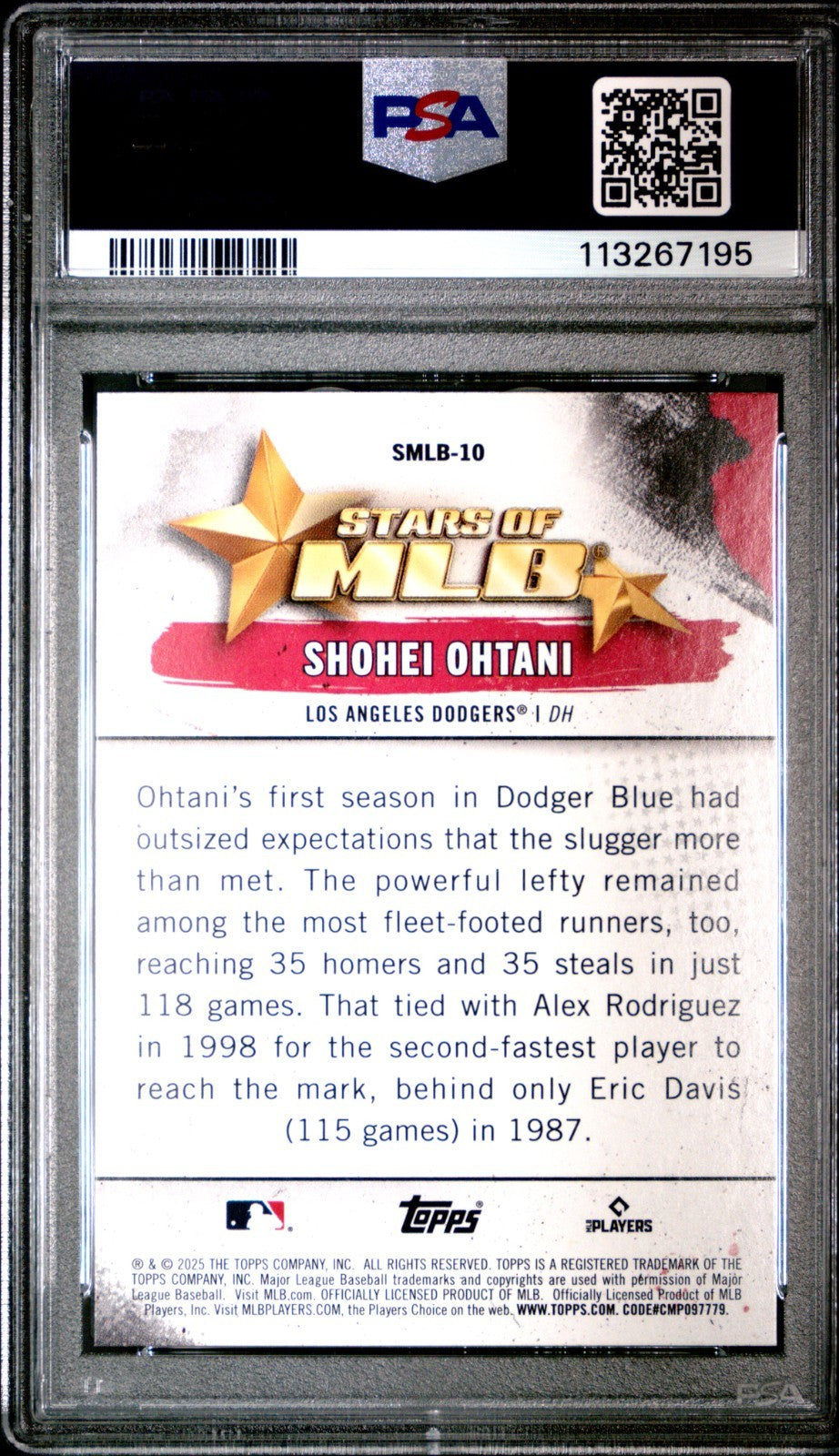 2025 Topps Series 1 - Stars of Mlb Shohei Ohtani #SMLB-10 PSA 10