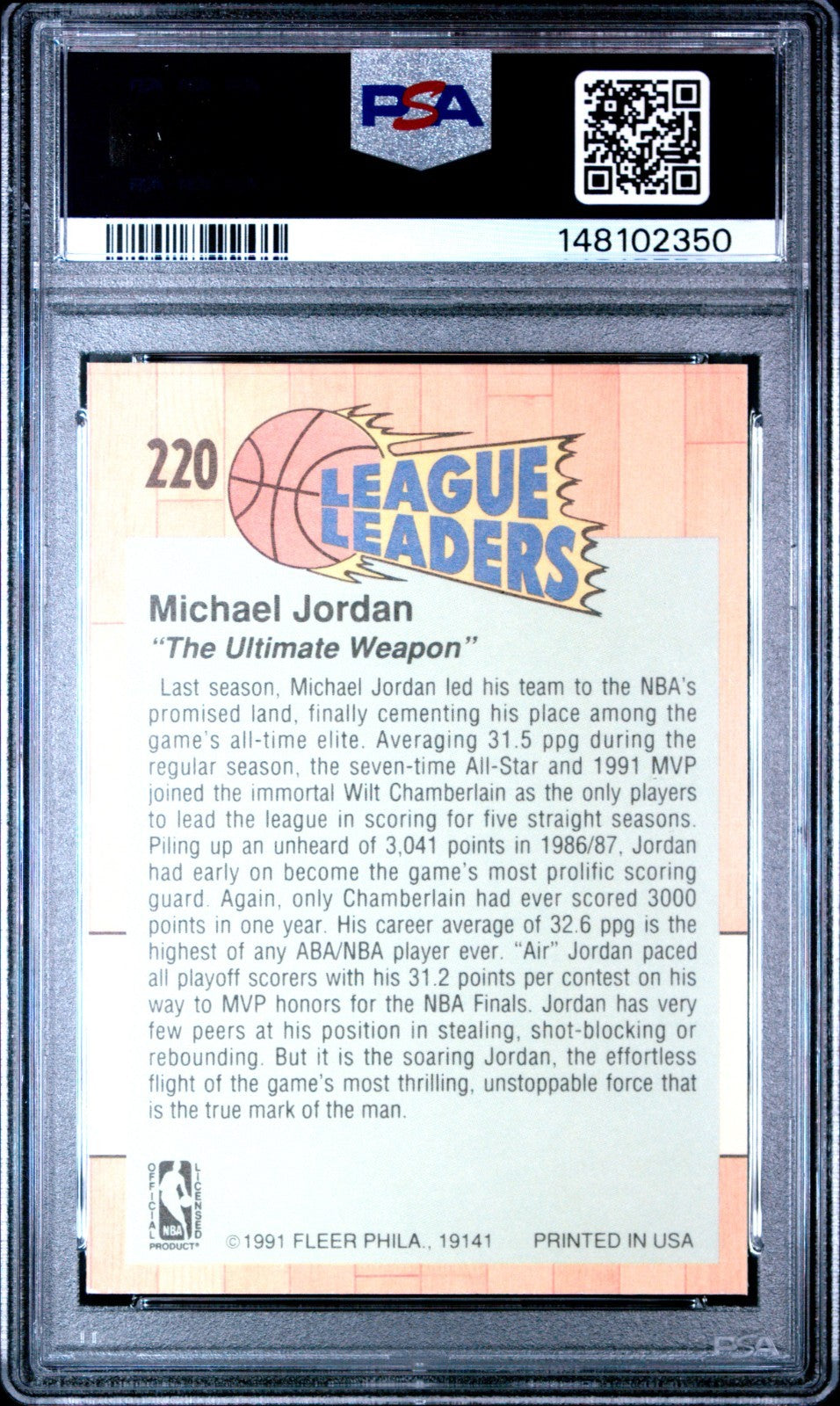 1991-92 Fleer - League Leaders Michael Jordan #220 PSA 9