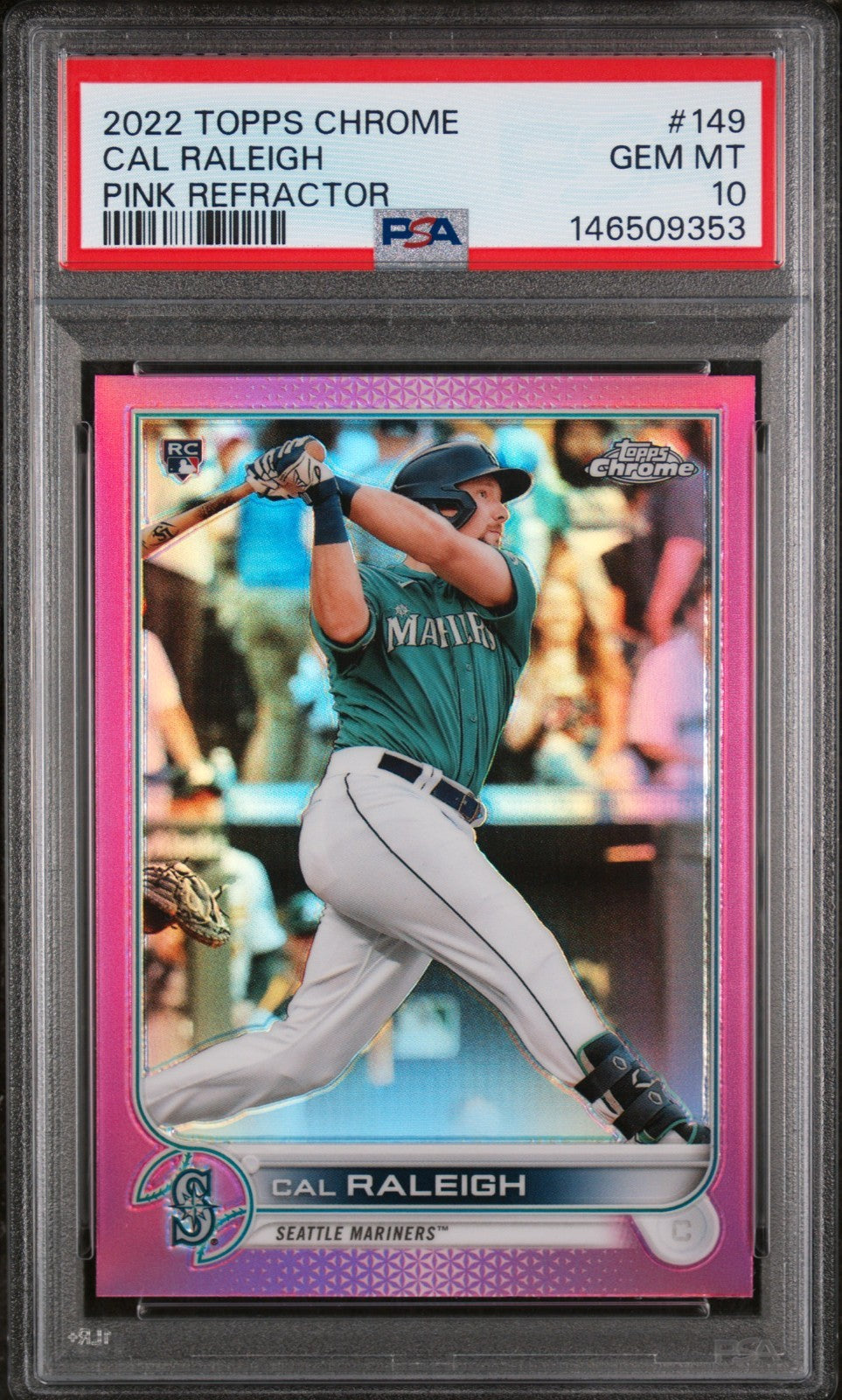 2022 Topps Chrome - Cal Raleigh #149 Pink Refractor (RC) PSA 10