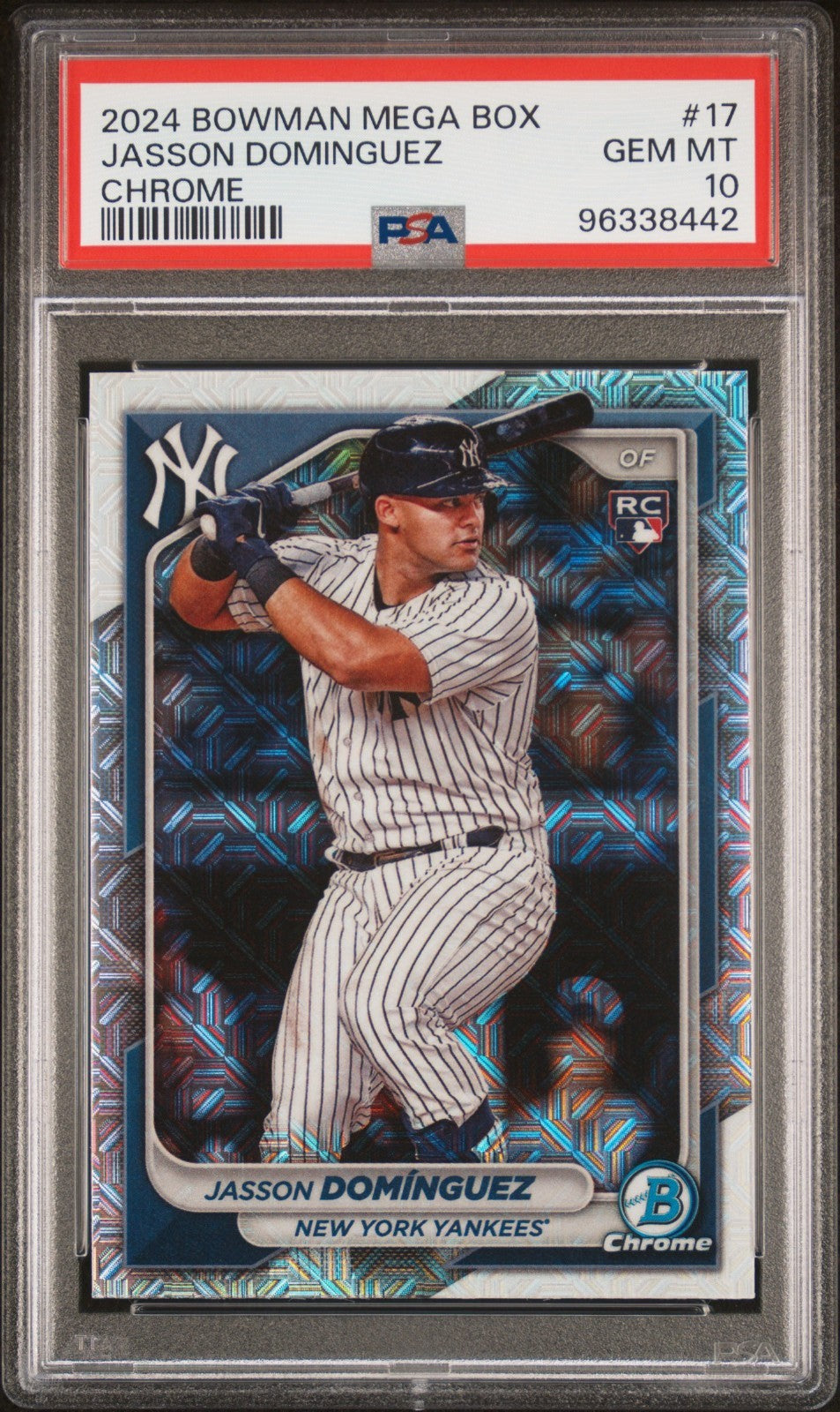 2024 Bowman Jasson Dominguez RC #17 Mega Box Mojo Refractor PSA 10 GEM