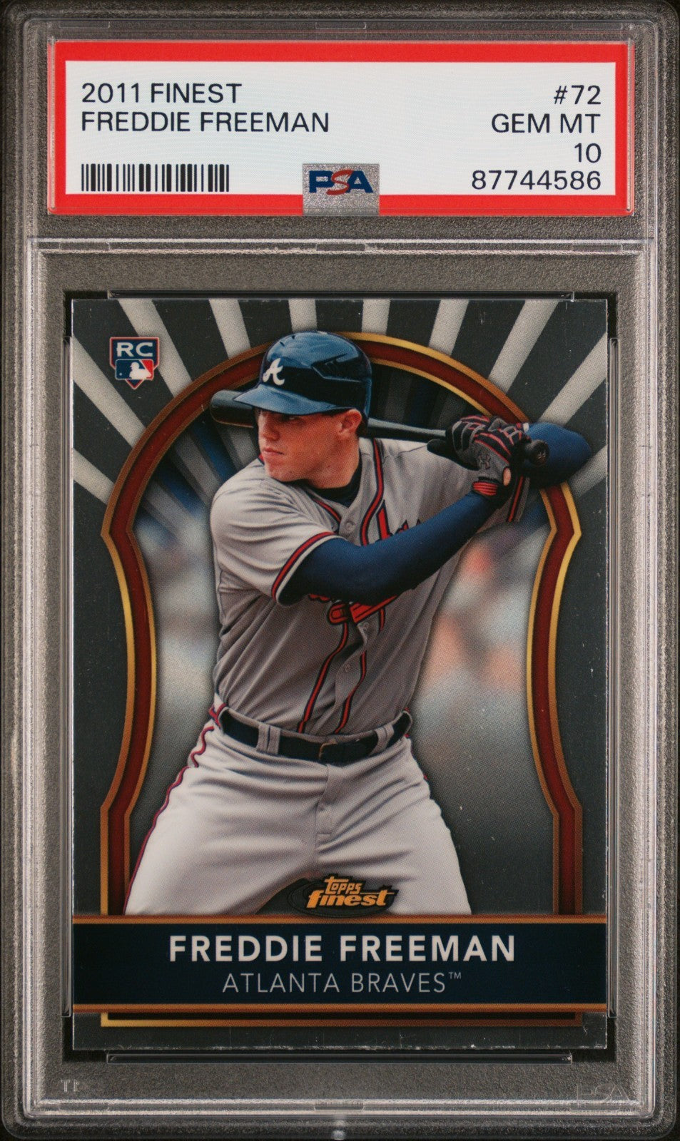 2011 Topps Finest #72 Freddie Freeman Rookie PSA 10 LOW POP!