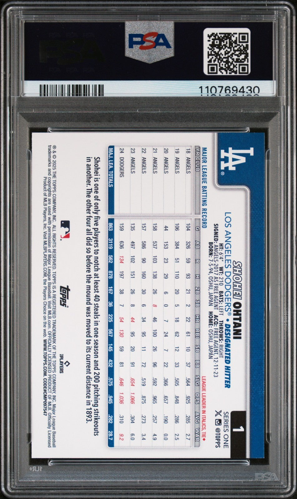 2025 Topps Series 1 - Shohei Ohtani #1 Diamante Foil PSA 10 Low POP