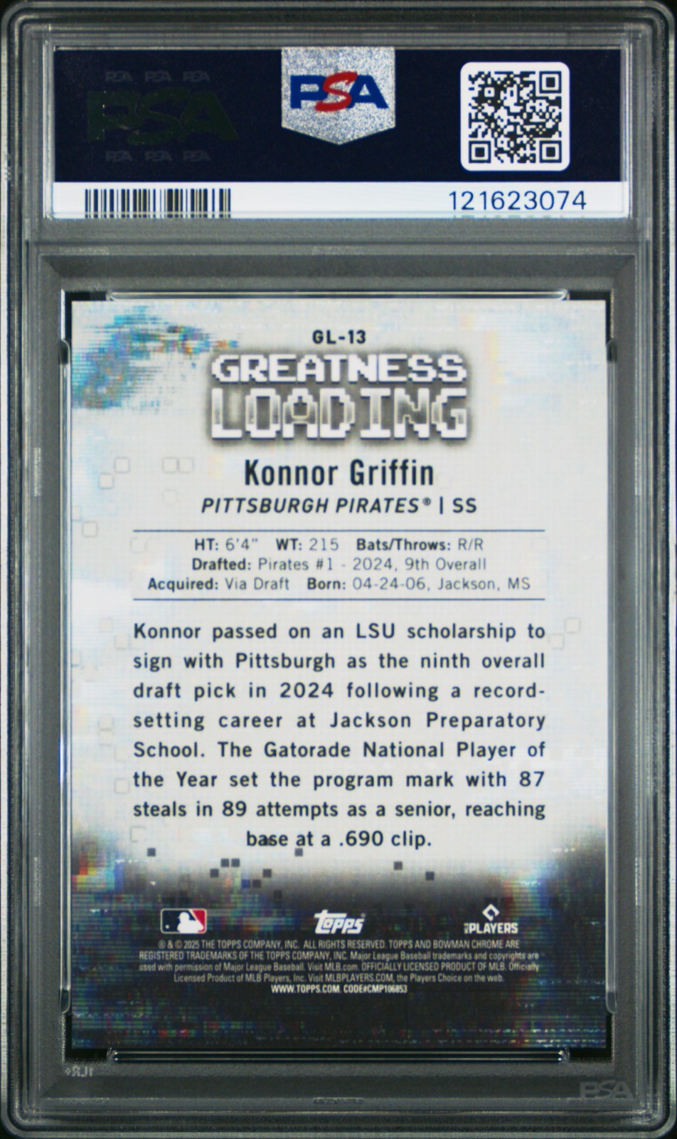 2025 Bowman Greatness Loading Konnor Griffin Aqua Refractor /125 (RC) PSA 10