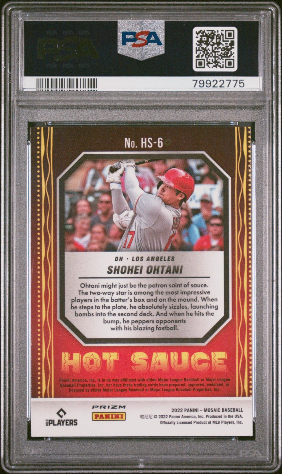2022 Panini Mosaic Hot Sauce Shohei Ohtani #HS-6 Mosaic Prizm PSA 10