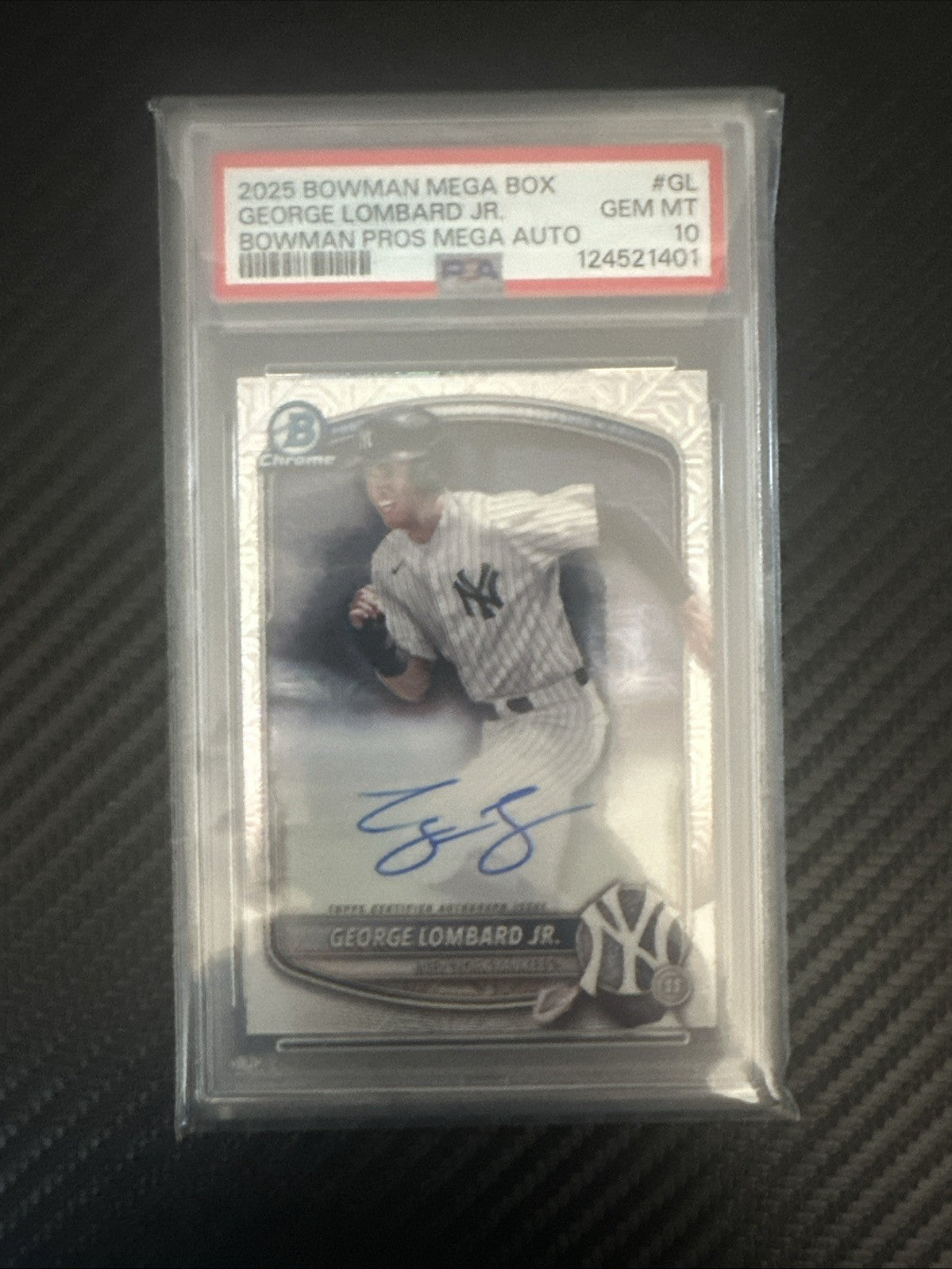 2025 Bowman - Chrome Prospect Mega Auto George Lombard Jr. #BMA-GL  PSA Gem 10