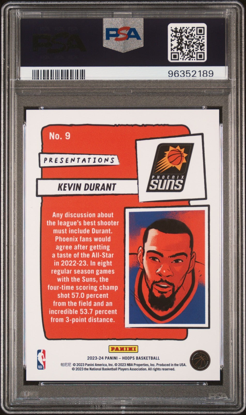 2023-24 Panini NBA Hoops - Presentations Kevin Durant #9 PSA 10