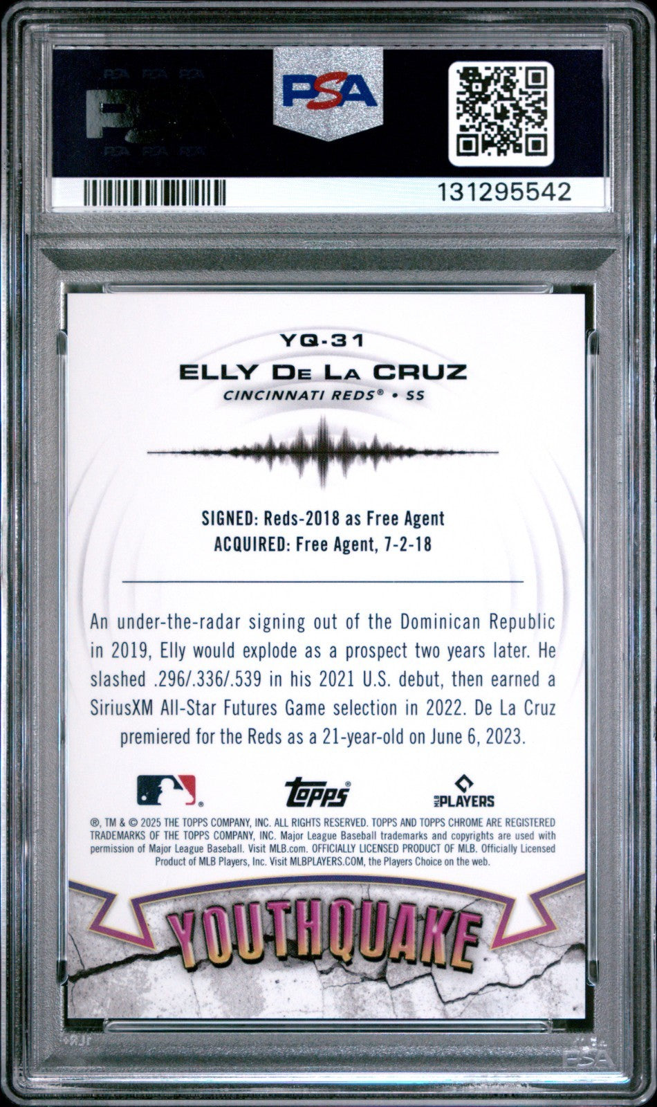 2025 Topps Chrome - Youthquake Elly De La Cruz #YQ-31 Gold Refractor /50 PSA 10