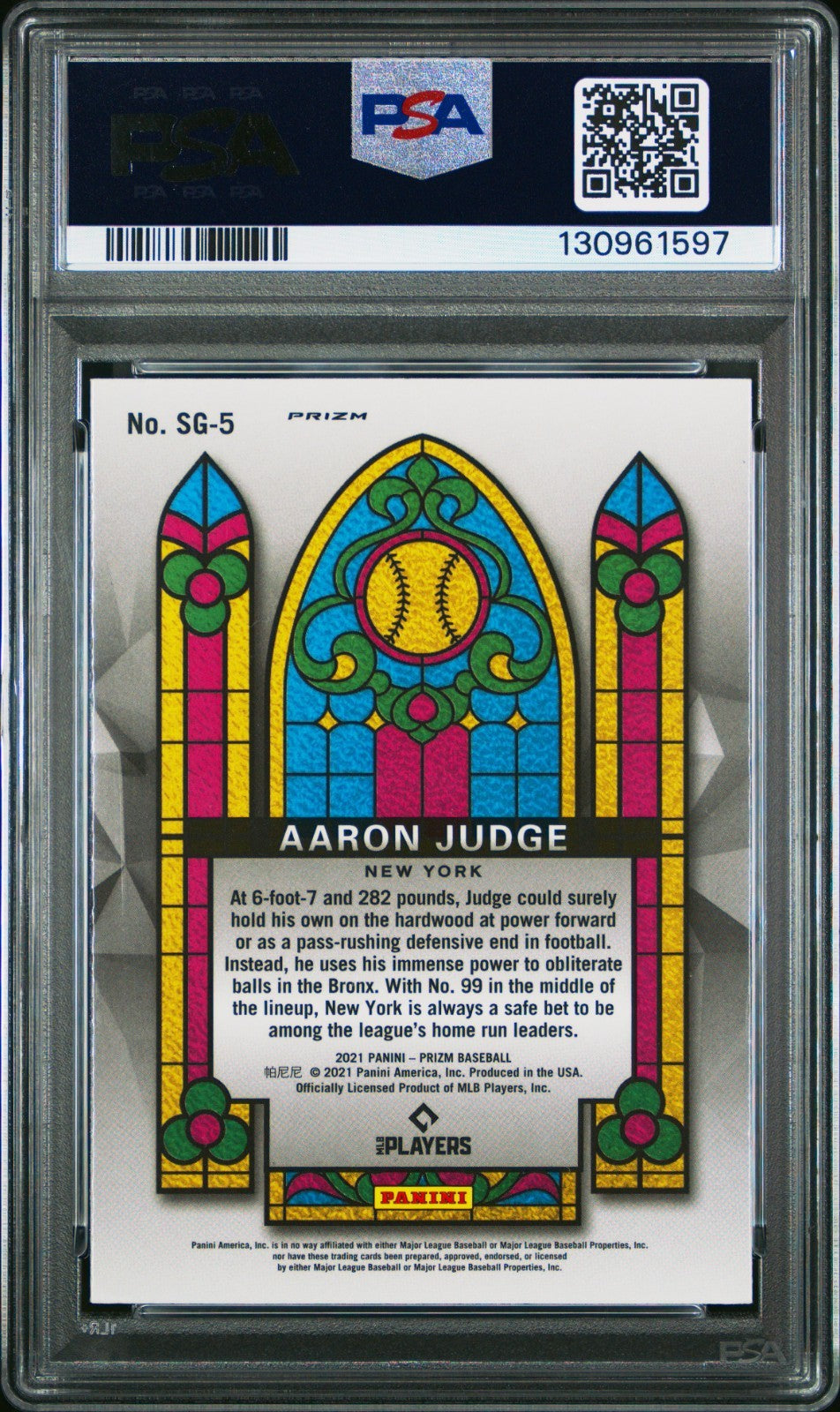 2021 Panini Prizm Stained Glass Aaron Judge #SG-5 PSA 10 LOW POP!